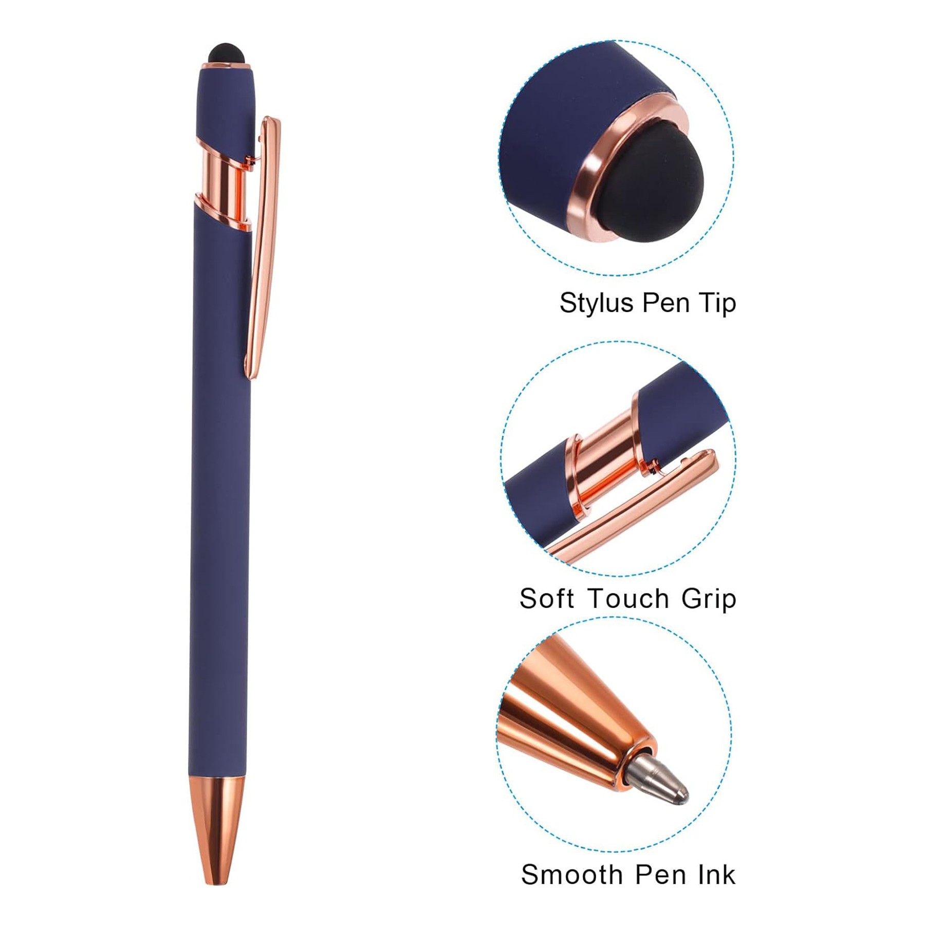 Metal Ballpoint Pen With Stylus Tip Rose Gold 18