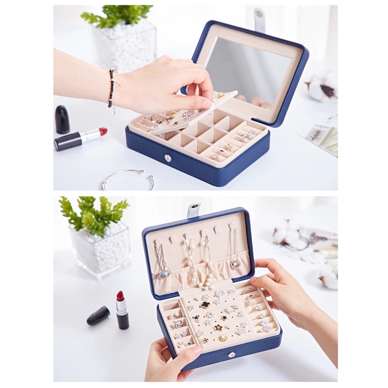 Portable Travel Jewelry Organizer Box with Mirror / Hook 13