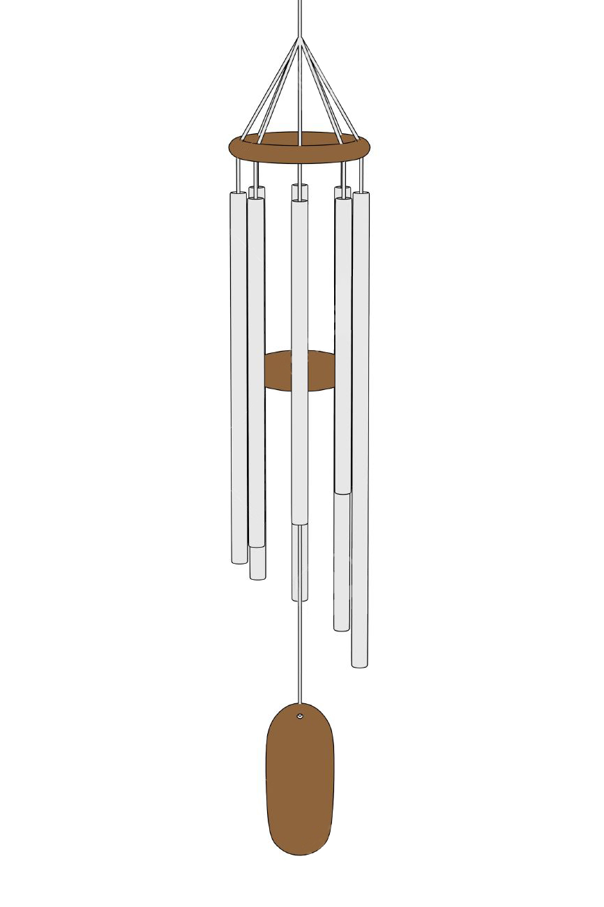 Gregorian Wood And Aluminum Wind Chime 6