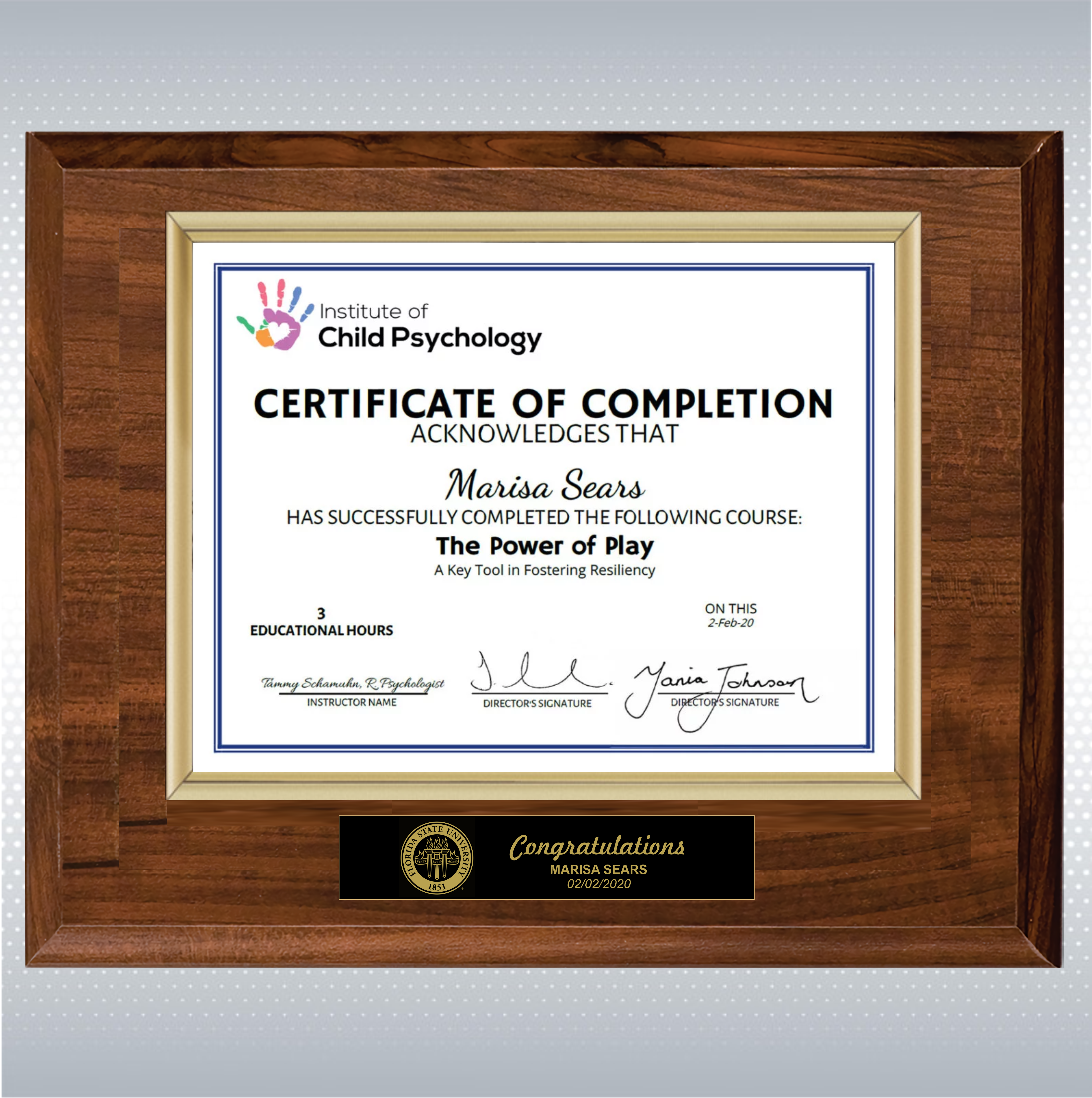 Cherry Finish Certificate Plaque 5