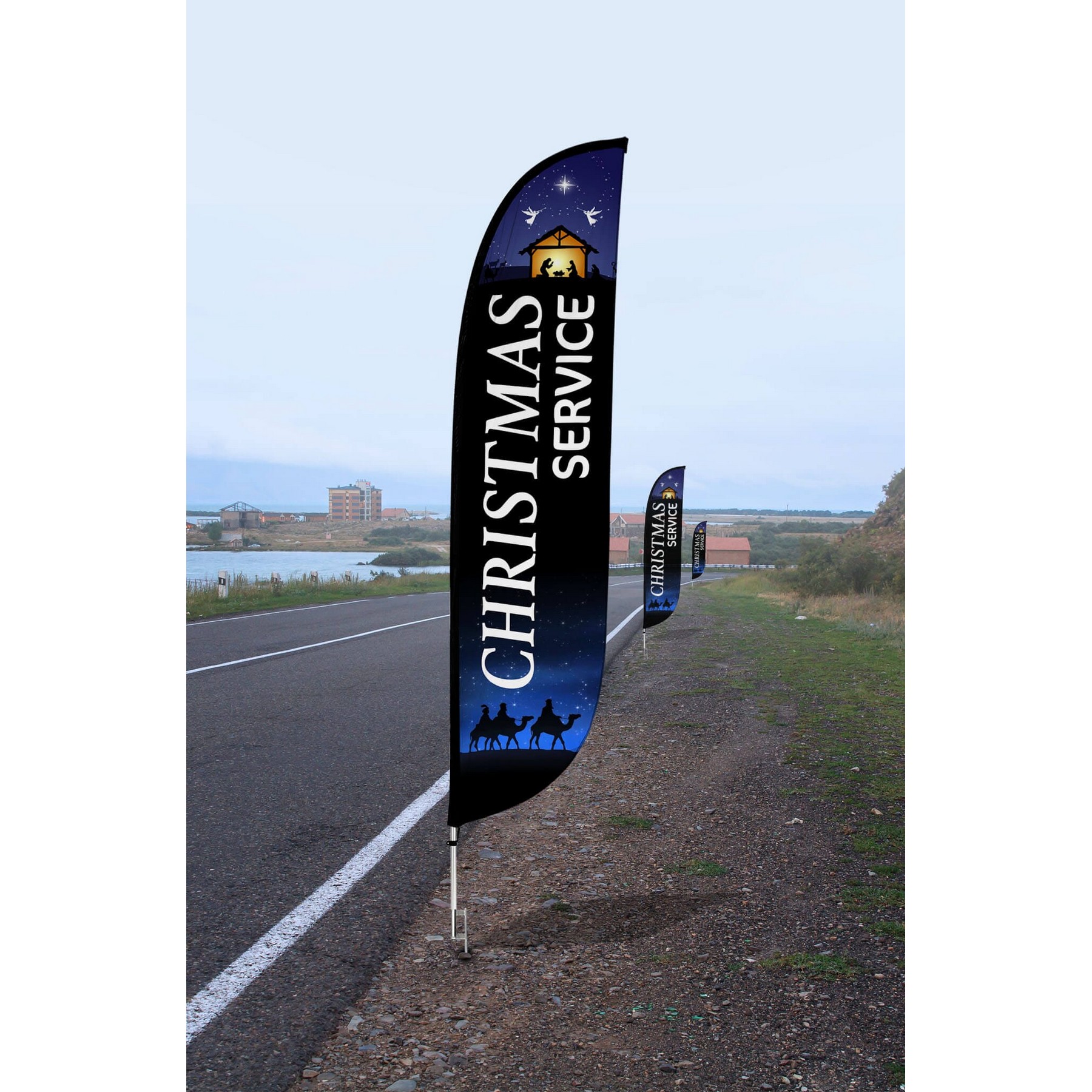 13' Double Sided Feather Flag Kit With Cross Base 2