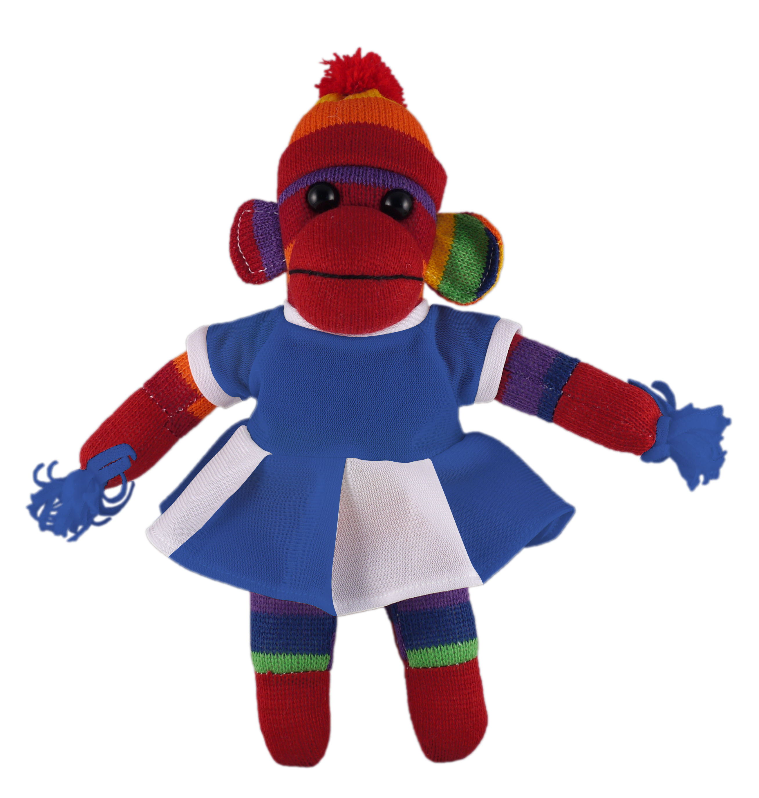 Rainbow Sock Monkey (Plush) with Cheerleader Outfit 1