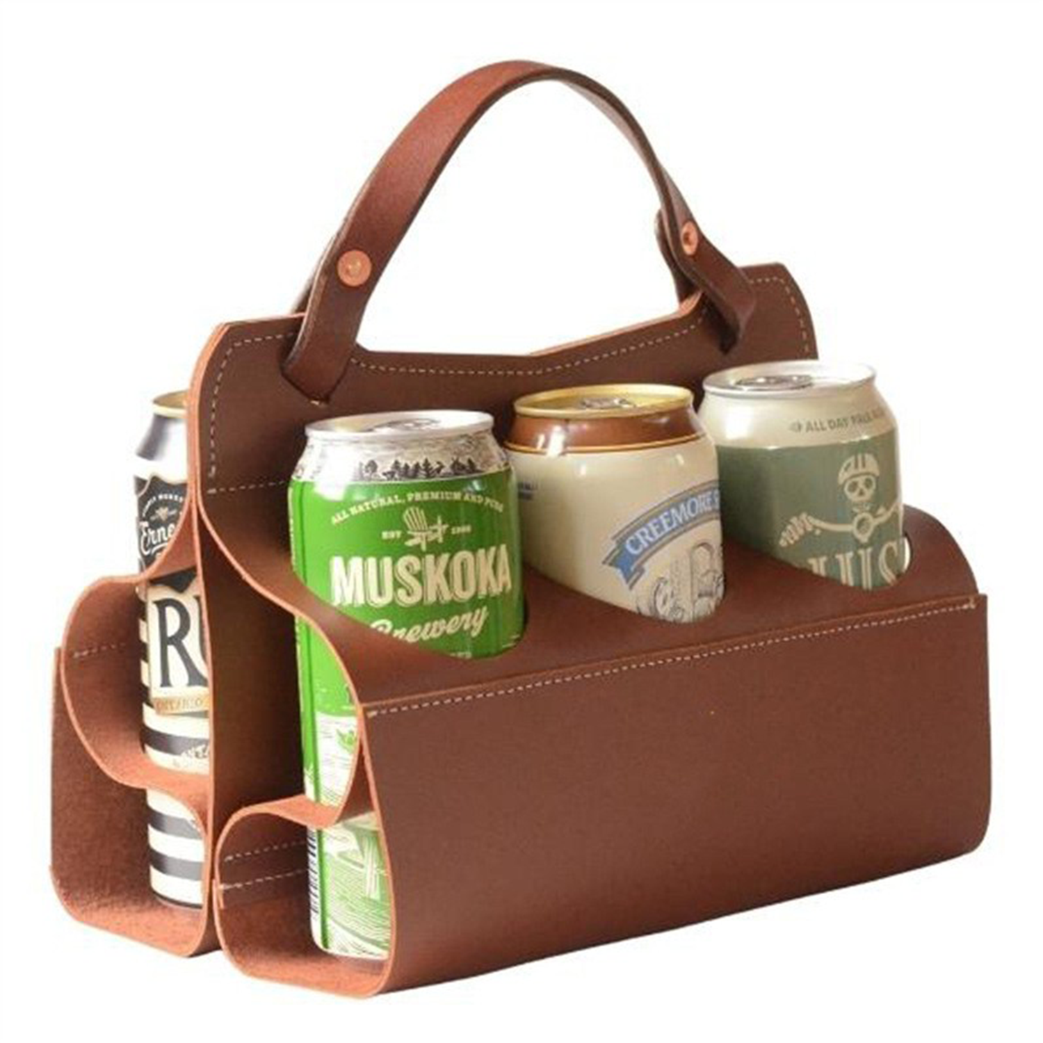 6 Cans PU Leather Beverage Carrier Bag 5