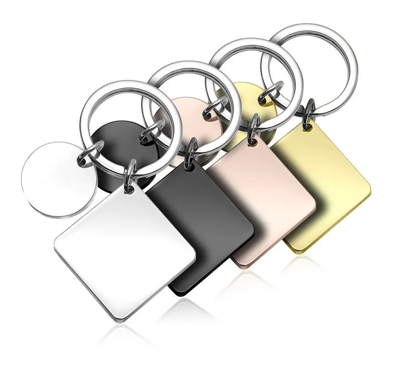 Square Stainless Steel Tag Key Chain 1