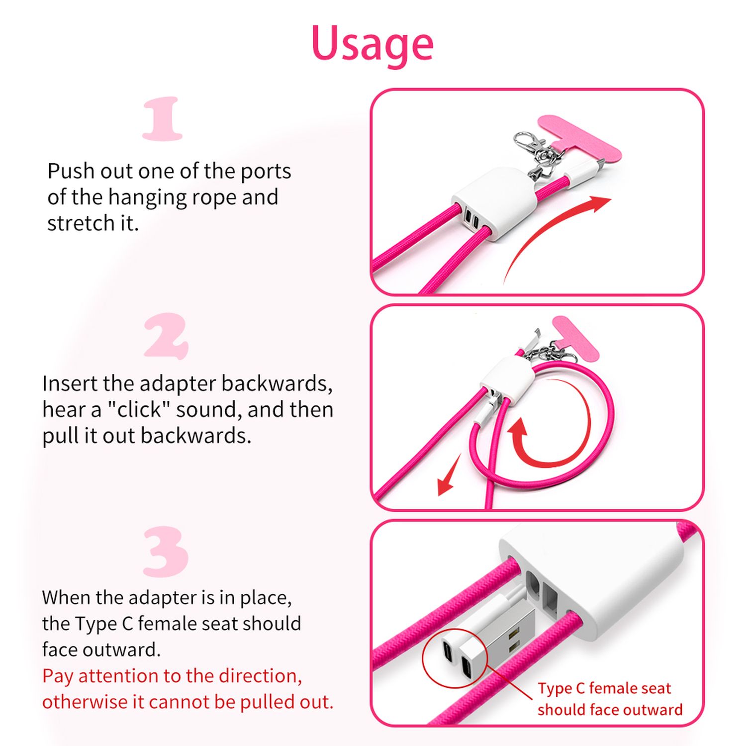 4-IN-1 Charging Cable Crossbody Lanyard Cell Phone Holder 2