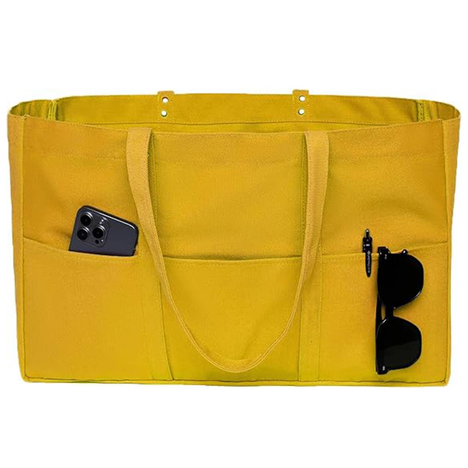 Large Capacity Canvas Tote Bag w/ Pocket for Work Travel, custom tote bag with logo imprint 10