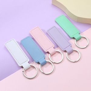 Sleek Rectangle PU Leather Simple Keychain 12