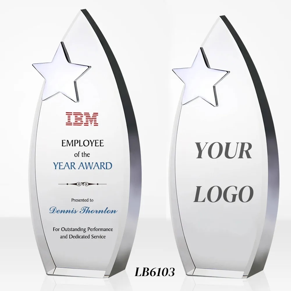 Star Crystal Trophy Custom Glass Award 2