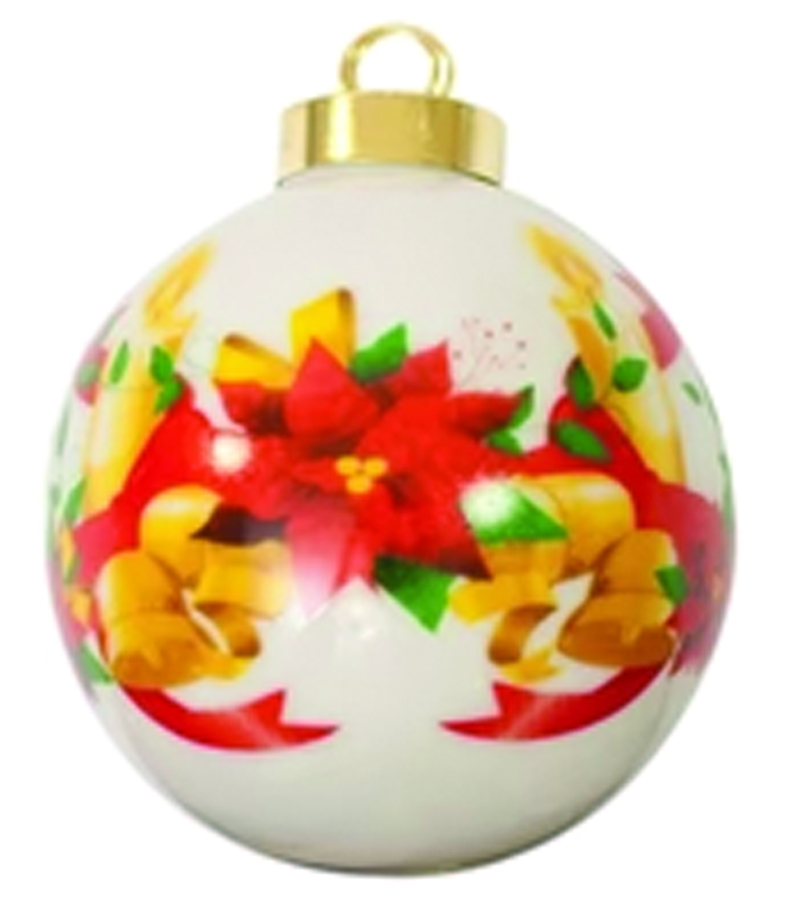 Poinsettia Ceramic Sublimation Ball Ornament 2