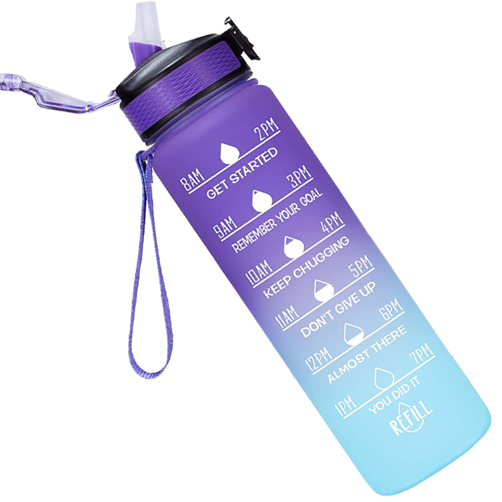Giotto 32oz Leakproof BPA Free Drinking Water Bottle / Time Marker Straw 12