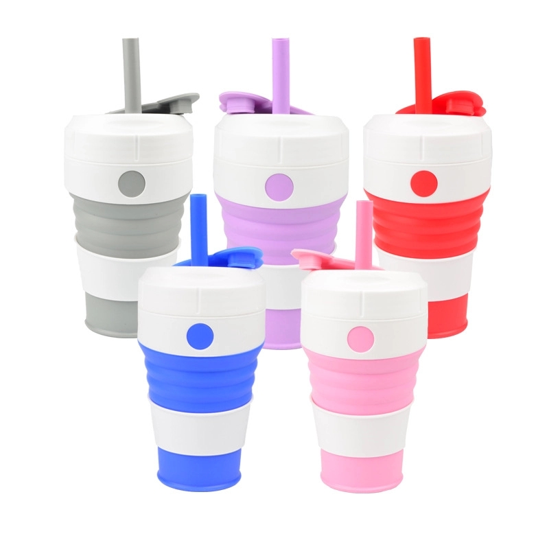 450ML Silicone Straw Folding Coffee Cup 3