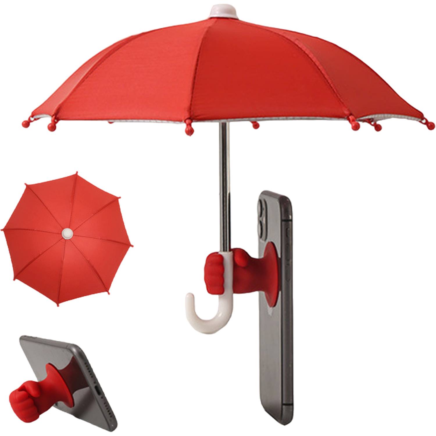Mini Waterproof Phone Umbrella w/ Fist Grip Stand 4