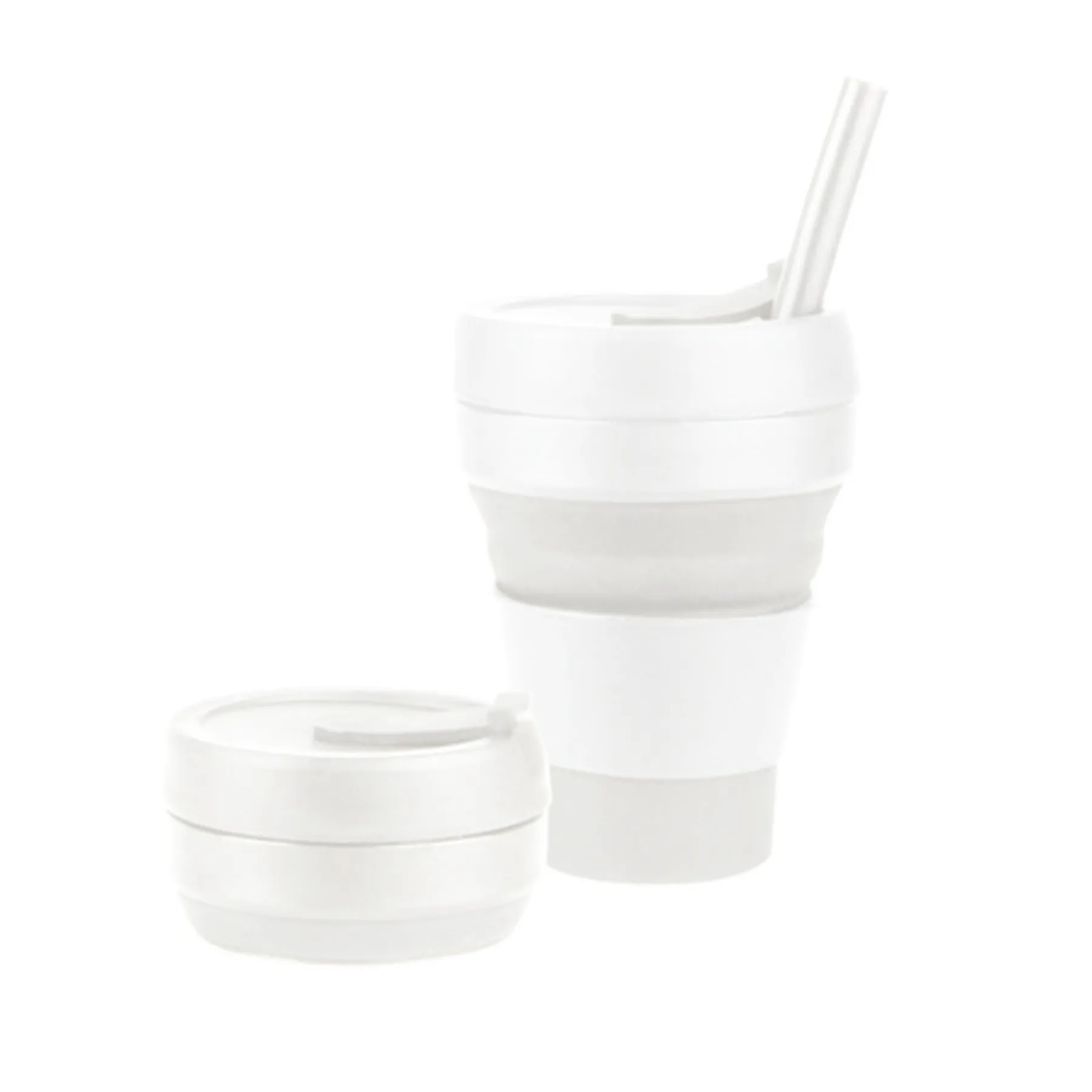 12 Oz. Collapsible Travel Silicone Straw Coffee Cup with Lid 5