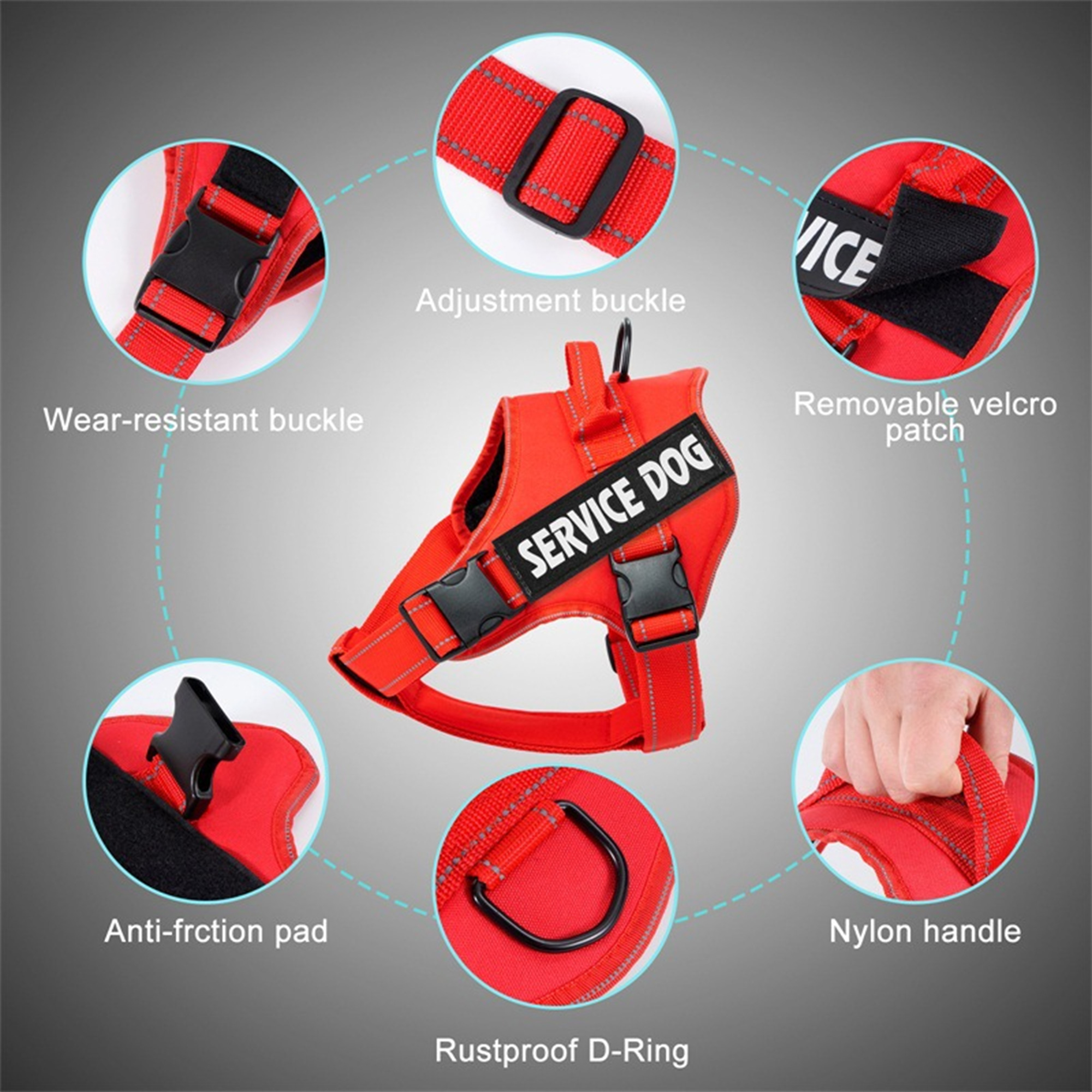 Pet Harness Reflective Adjustable Service Dog Vest 6