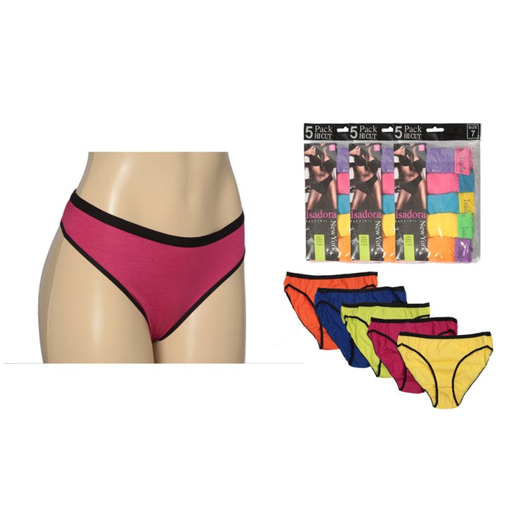Women's Hi-Cut Panties - Neon Tones 5 Pack Sizes 5-7 2
