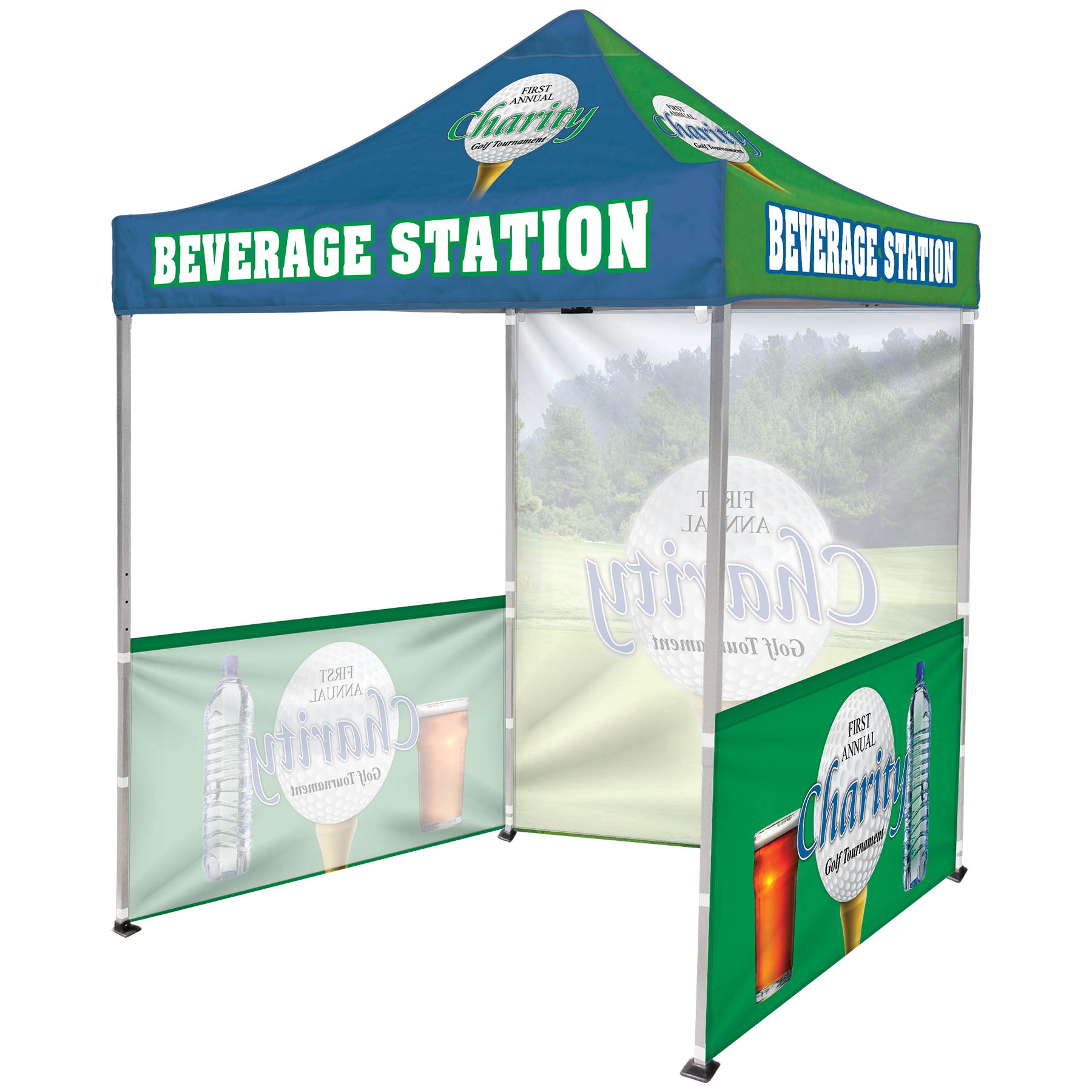 6.5' Square Canopy Tent with 1 Full Single Sided Wall & 2 Single Sided Half Walls 4