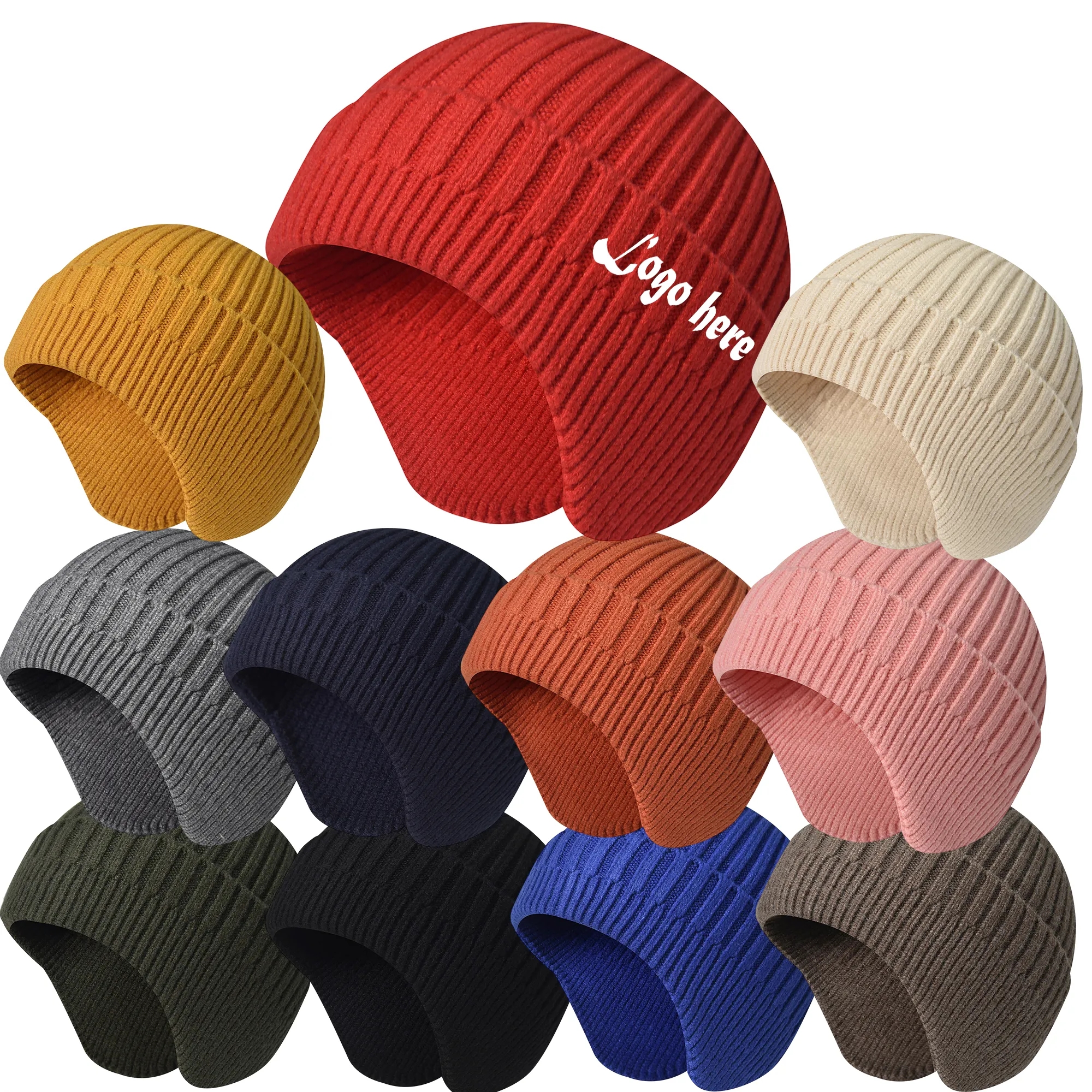 MOQ 100PCS Stocking Caps with Ears Warm Hat 4