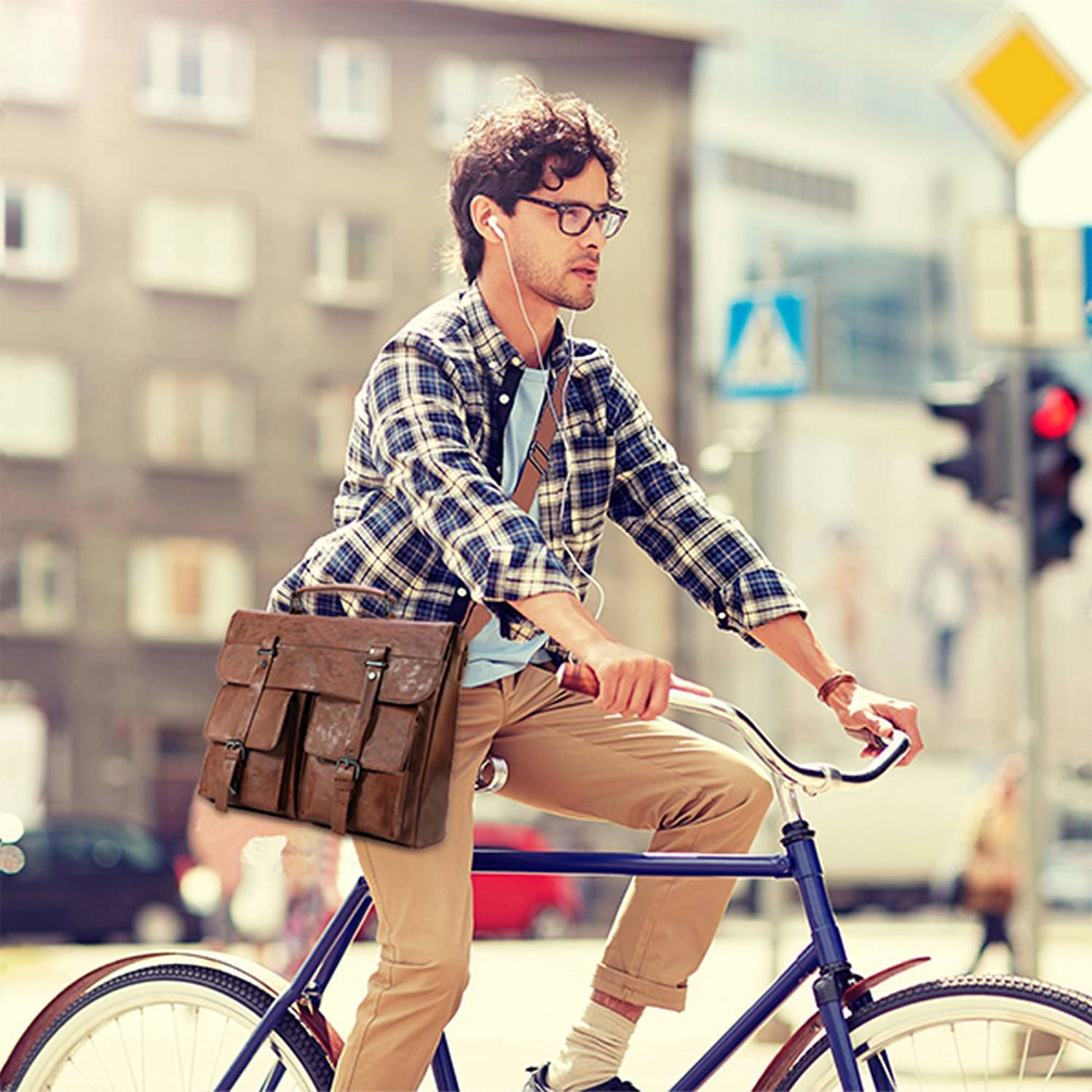 17.3 Inch Vintage PU Leather Laptop Bag Briefcase Satchel 8