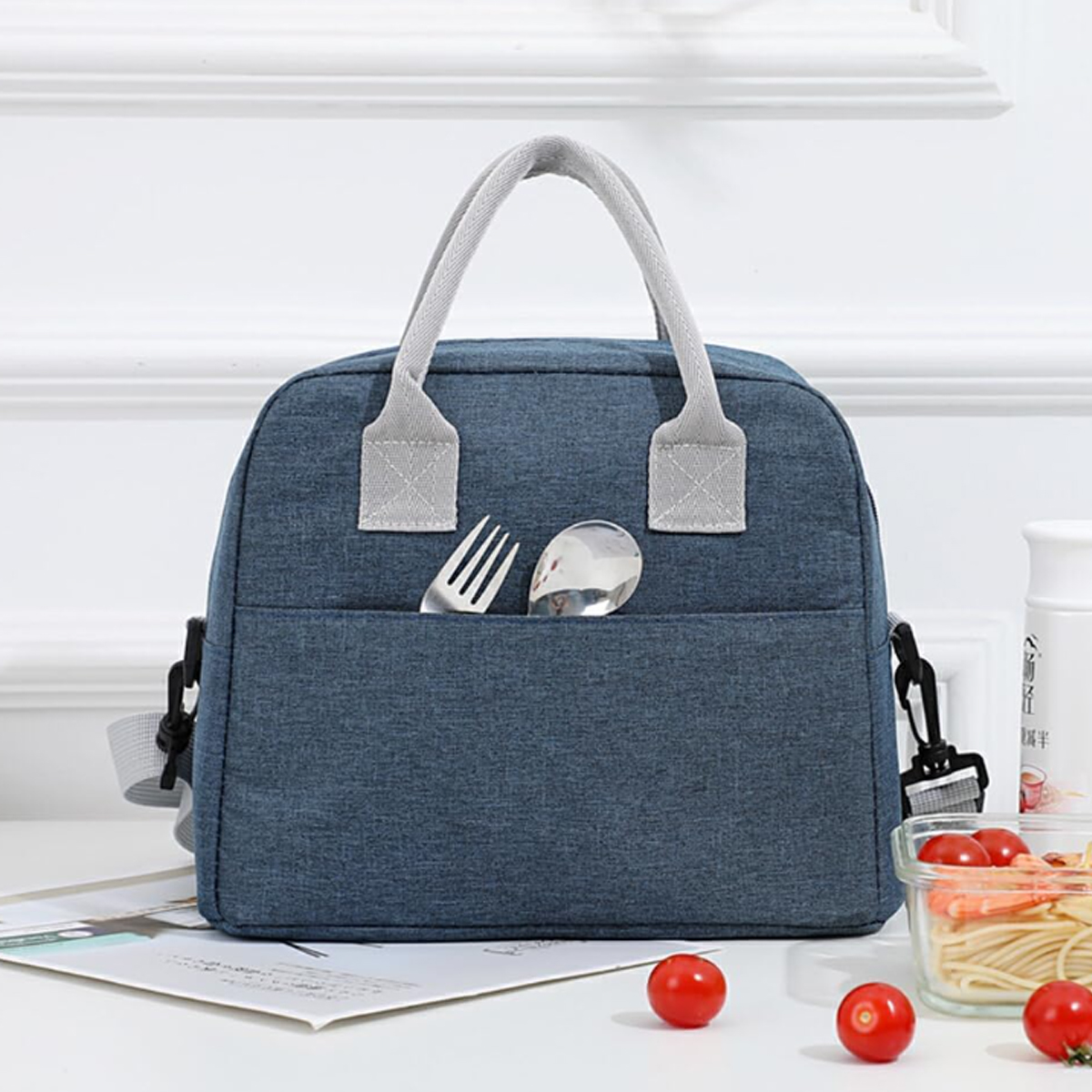 9L Insulated Lunch Bag with Handle and Shoulder Strap 4
