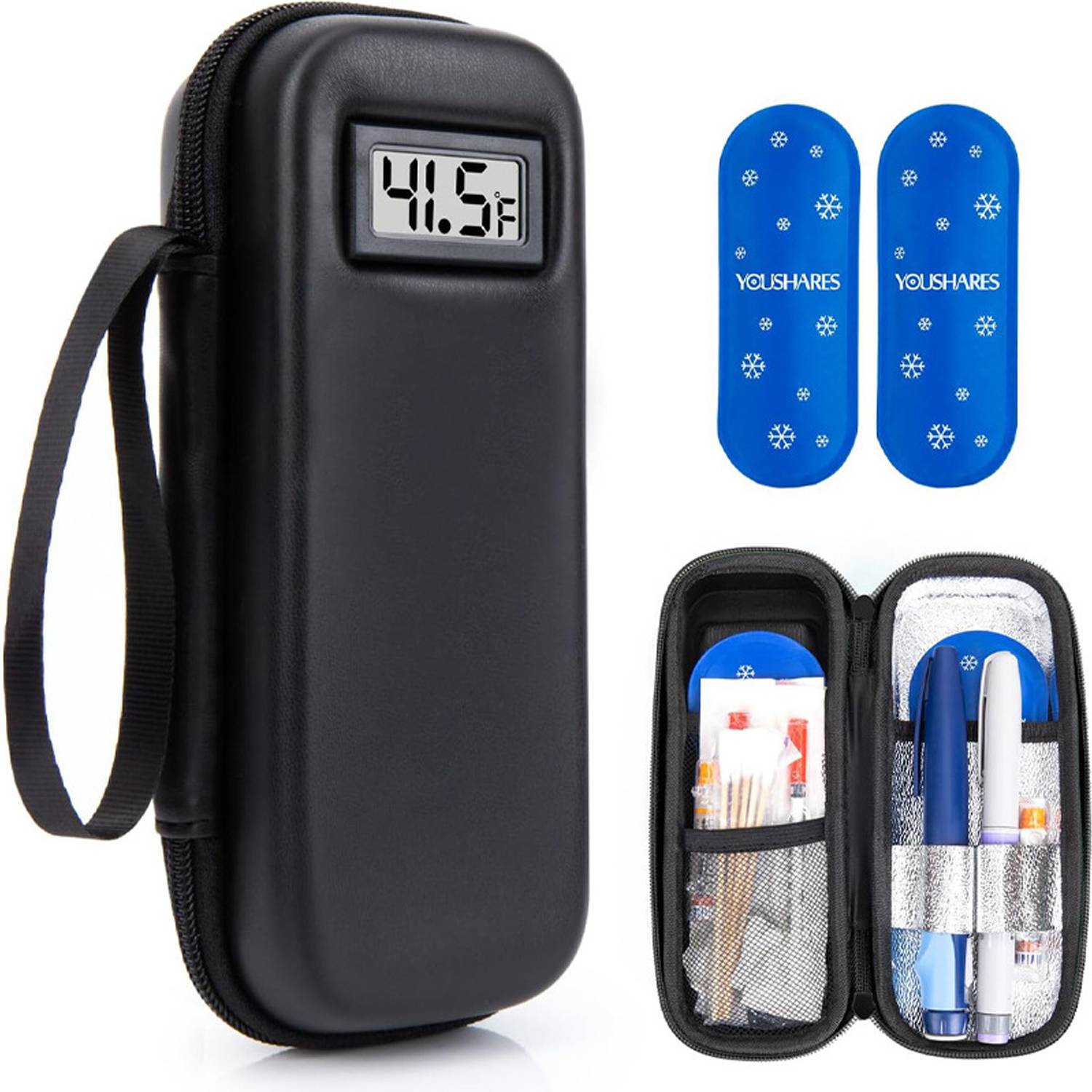 New EVA Insulin Cooling Bag with Temp Display Travel Case 1