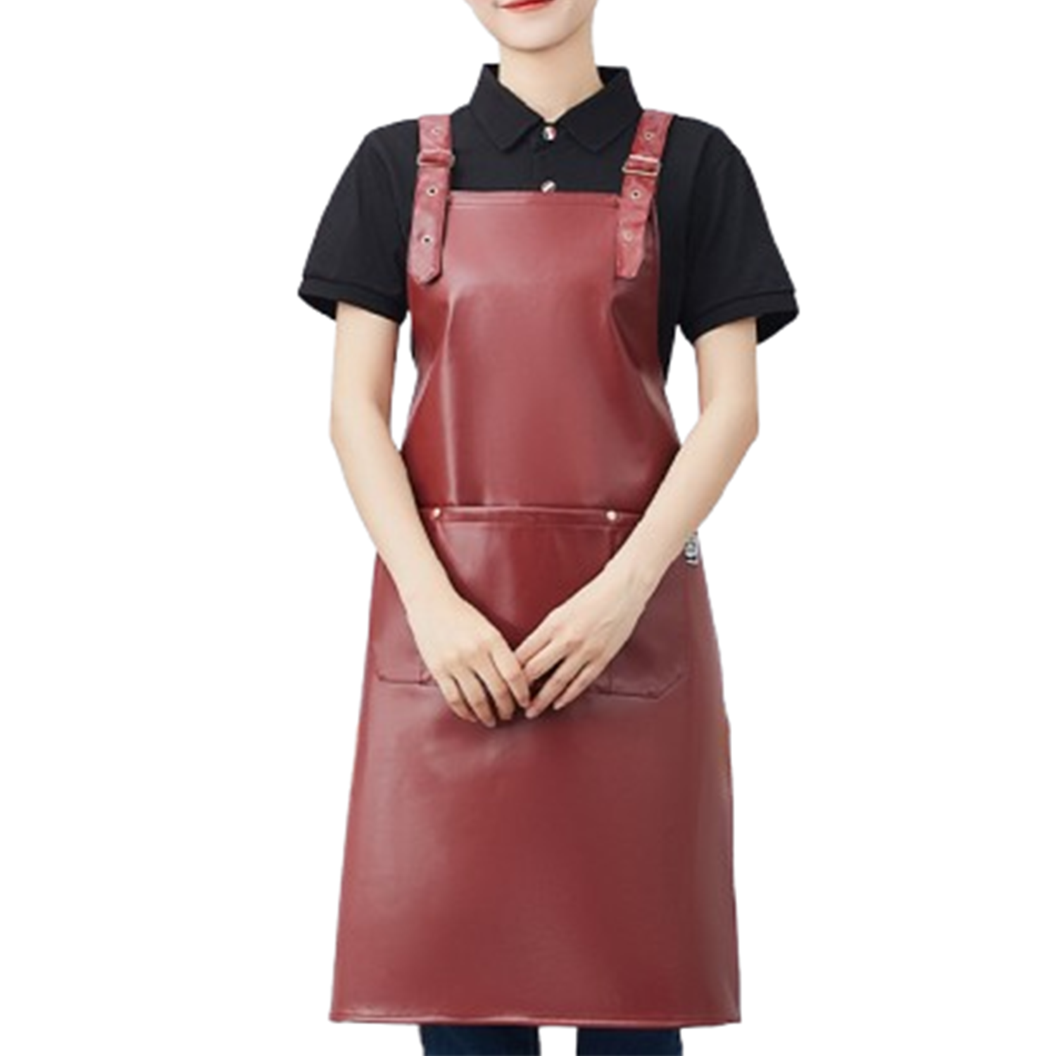 Waterproof PU Leather Kitchen Cooking Apron 3