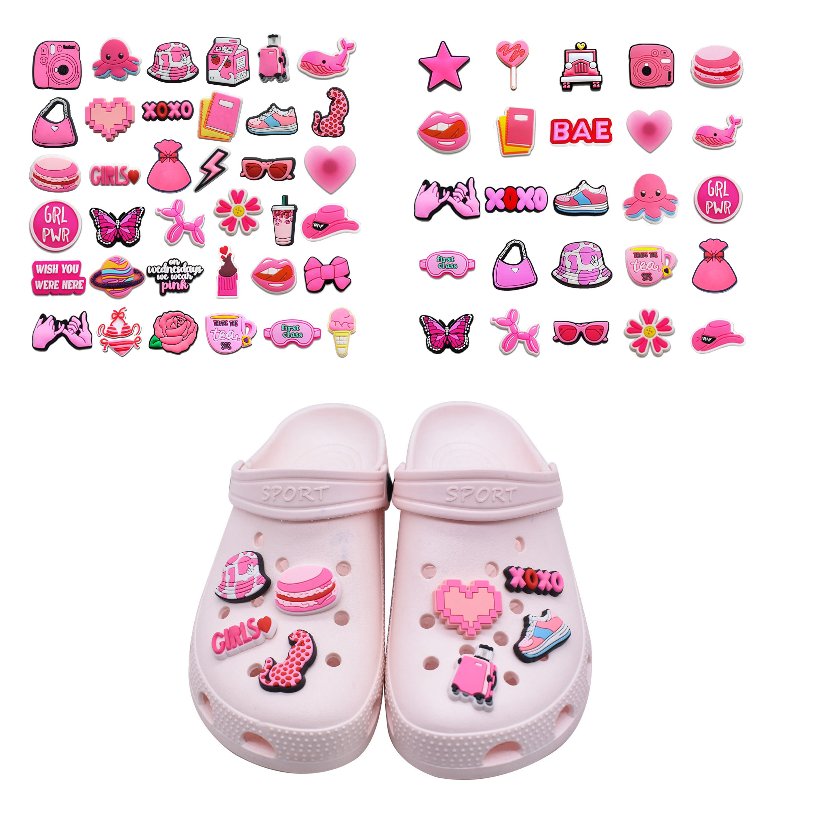 Custom Pink Theme Charm Decorations For Shoes 2