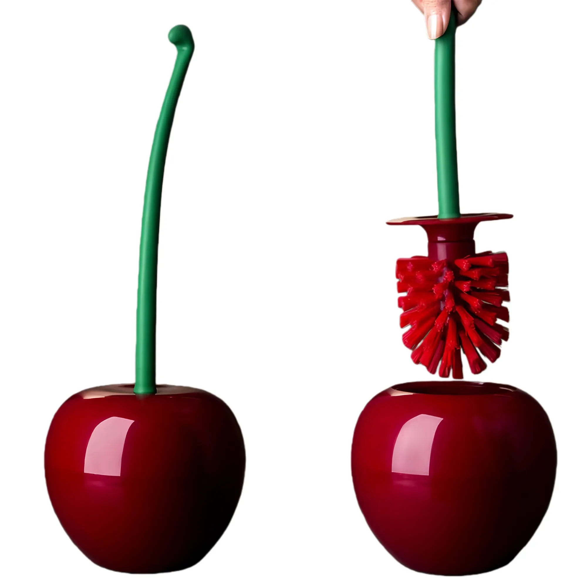Creative Cherry Shaped Toilet Brush Set With Long Handle 3