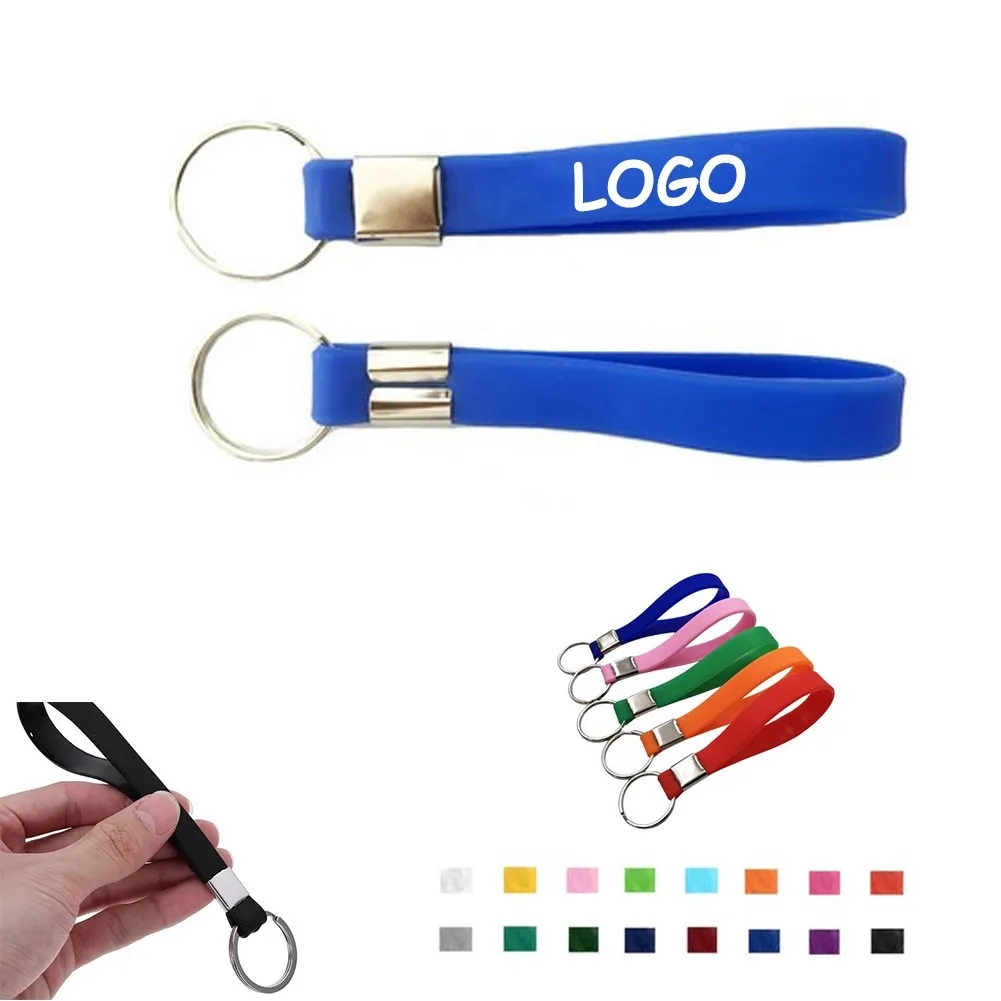 Screen Printed Silicone Wristband Keychain 10