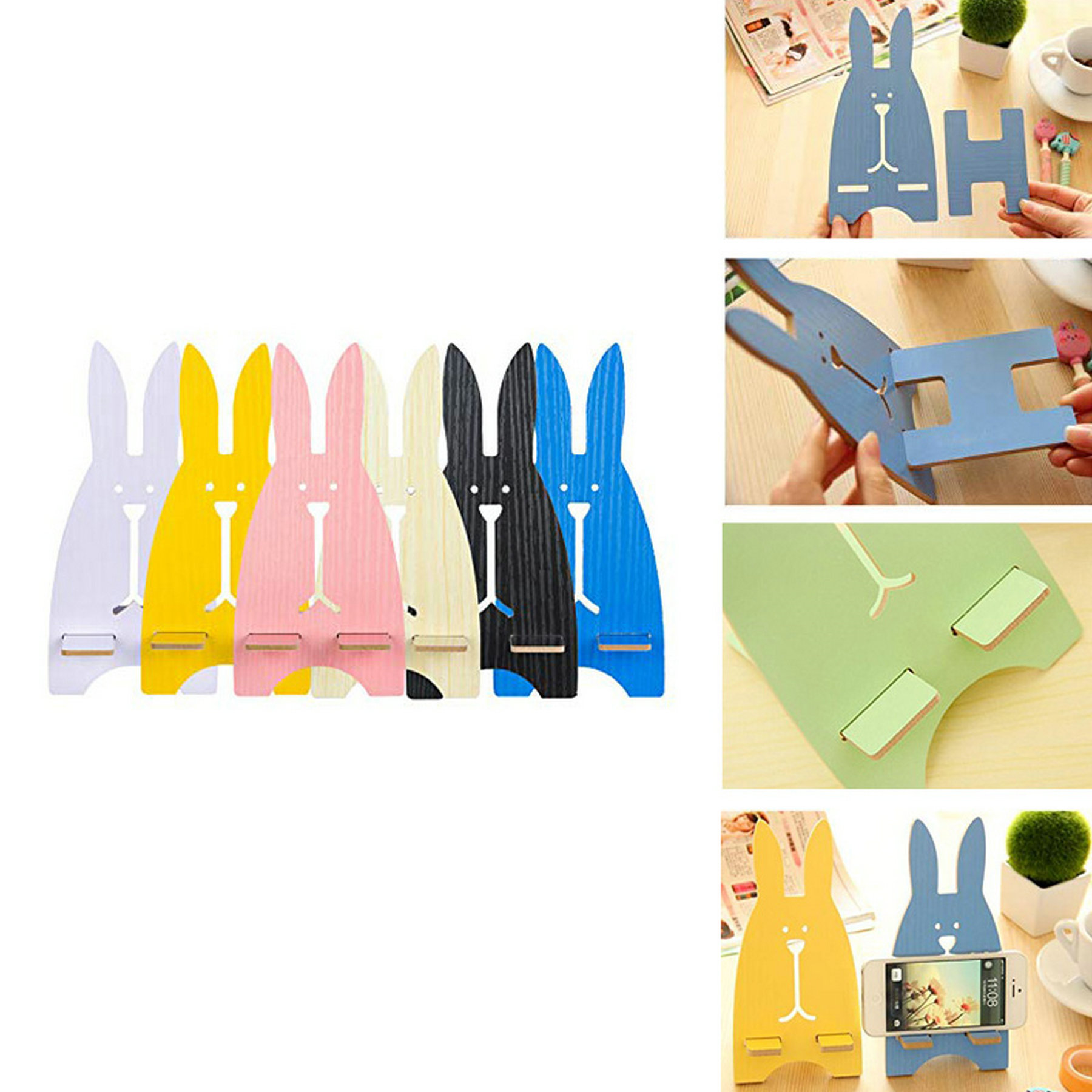 Rabbit Wooden Phone Holder 2