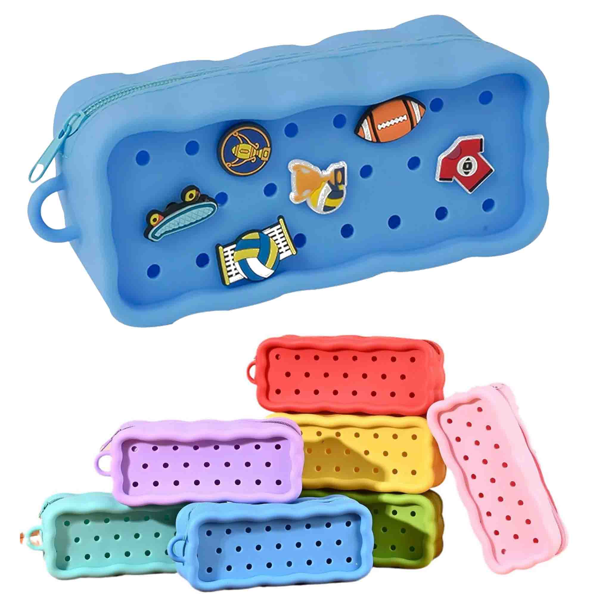 Silicone Pencil Case Makeup Brush Bag with Zipper Closure 2