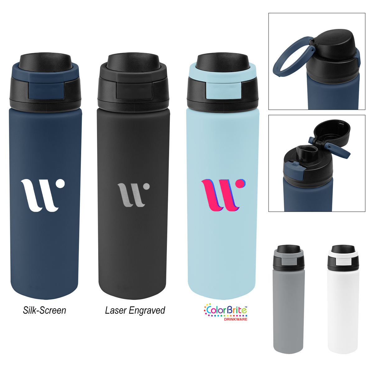 32 Oz. Pop Sip Recycled Single Wall Stainless Steel Bottle 17