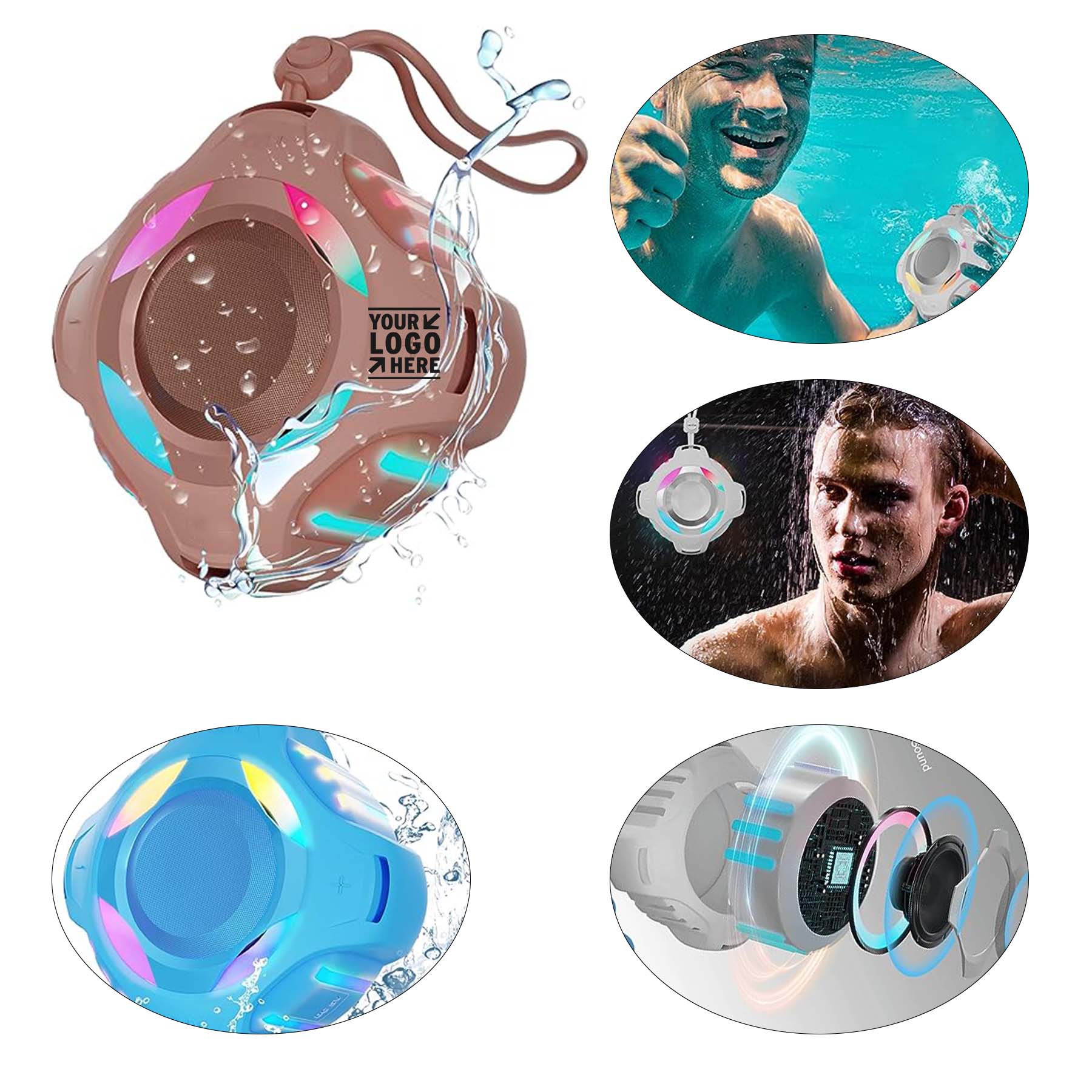 IPX7 Wireless Multi-Color Waterproof Bluetooth Loud HD Stereo Sound Robust Bass Speaker