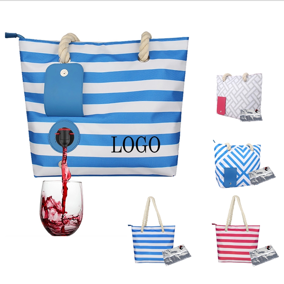 Beach Wine Tote Bag With Hidden Insulated Compartment 5