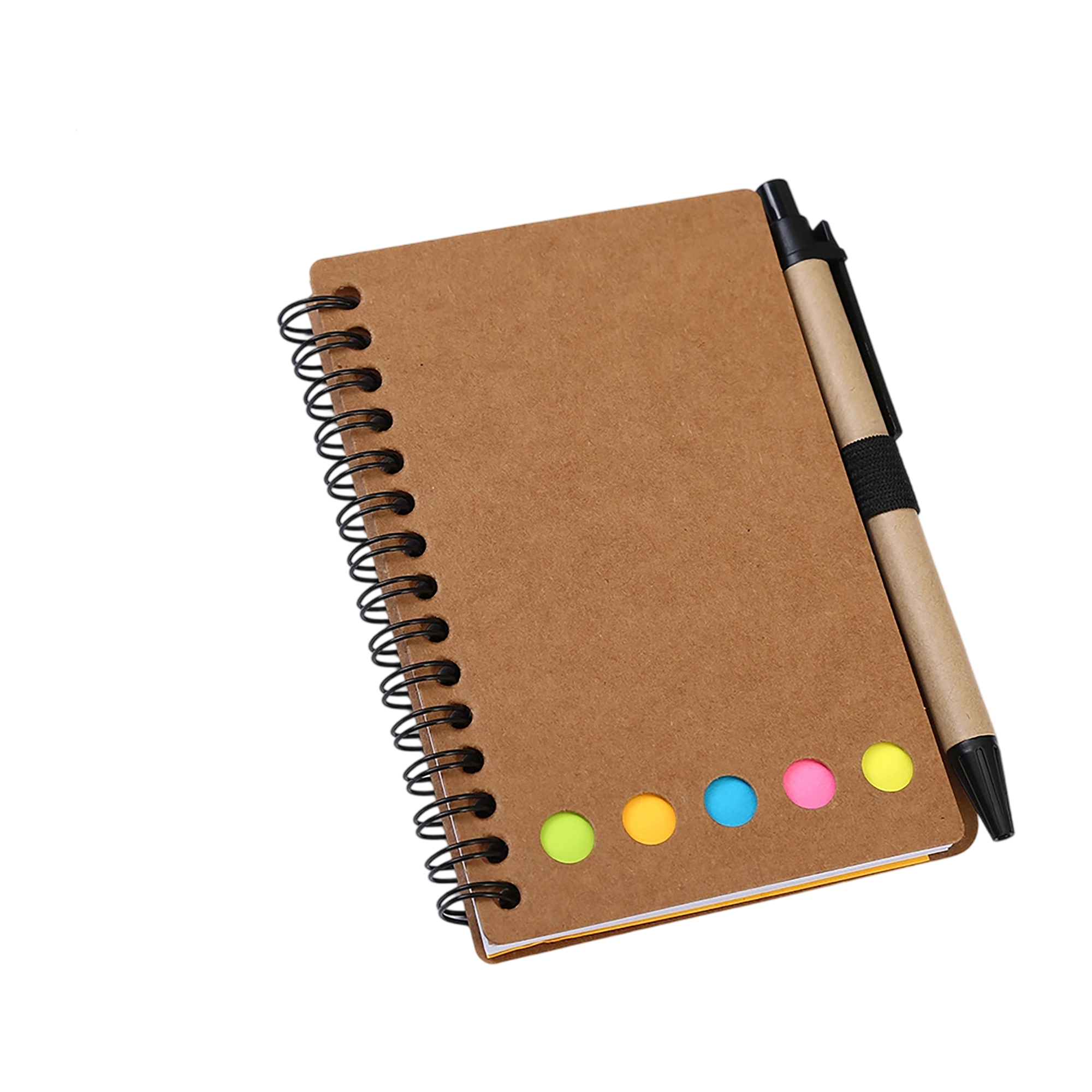 Kraft Paper Spiral Jotter Notebook With Pen And Sticky Flags 7