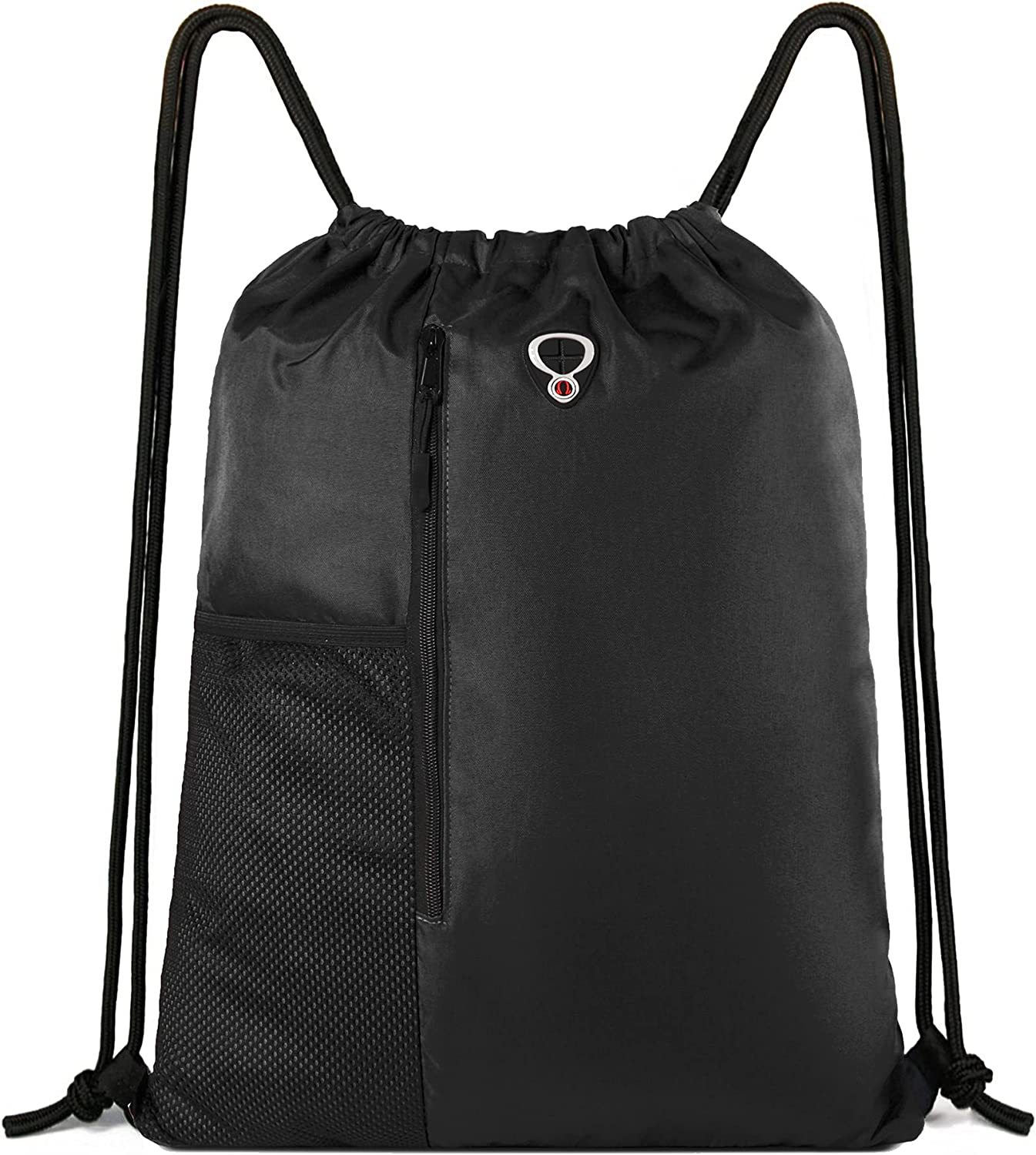 Drawstring Backpack with Zipper and Mesh Pockets 5