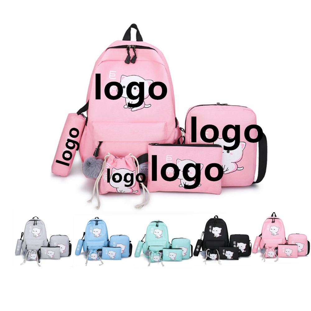 5-Piece Multi Function Fashion School Bag Set Kit 3