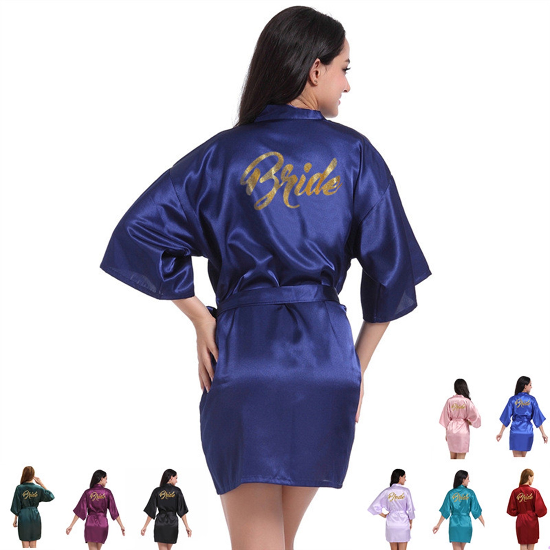 Women Satin Robe Sleepwear For Wedding & Party 2