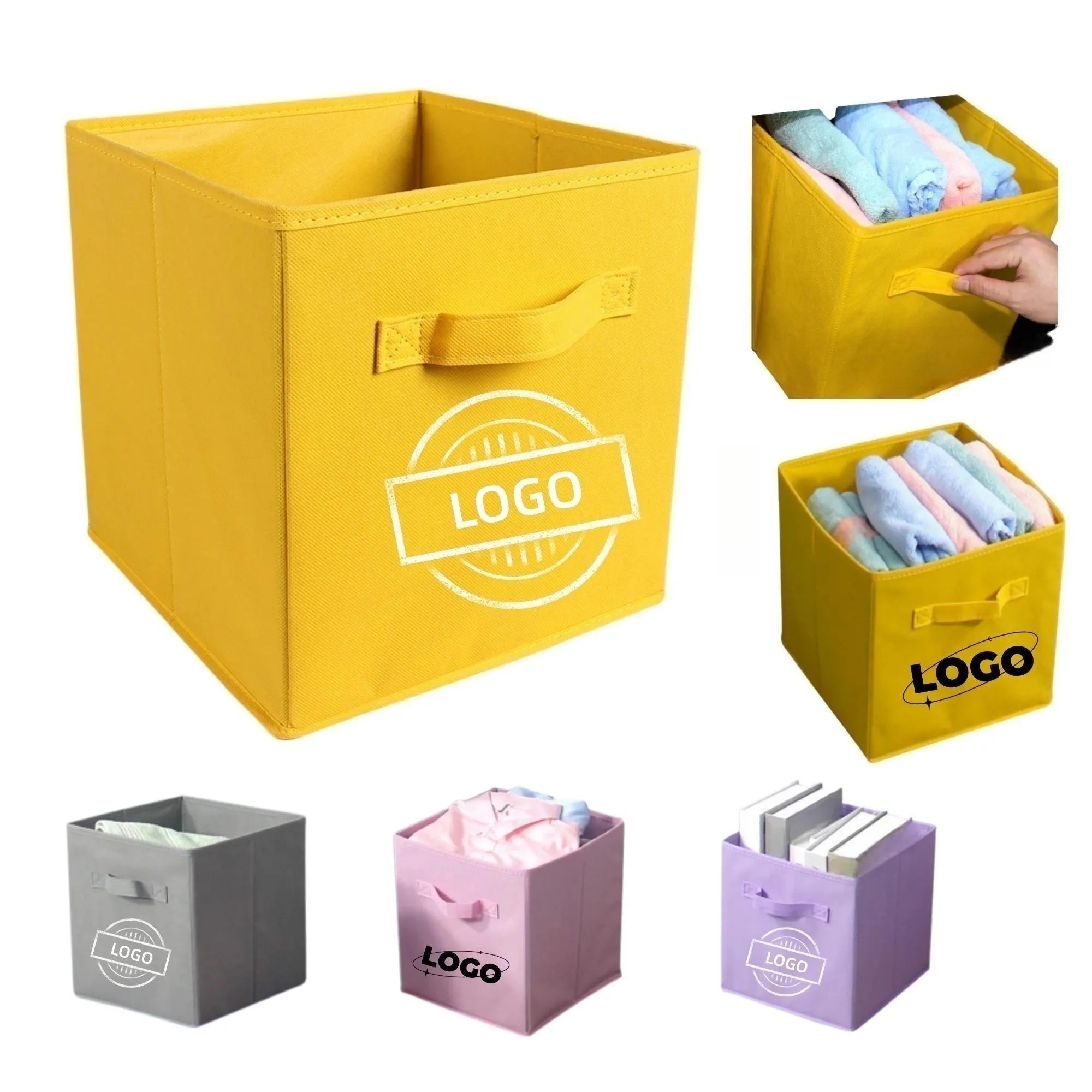 Fabric Storage Box Clothes Organizer With Handle 4