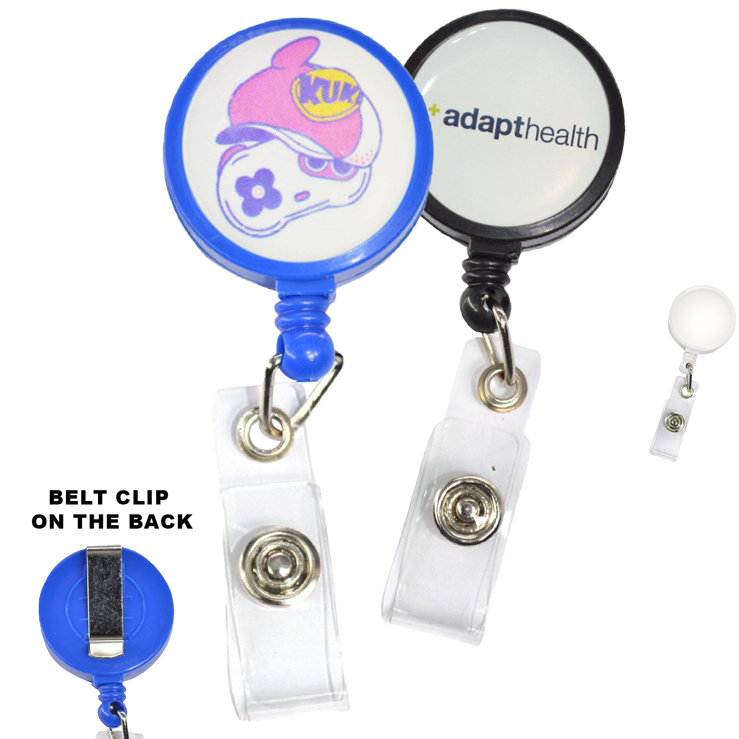 Large Retractable Round Badge Reel w/ Belt Clip 3