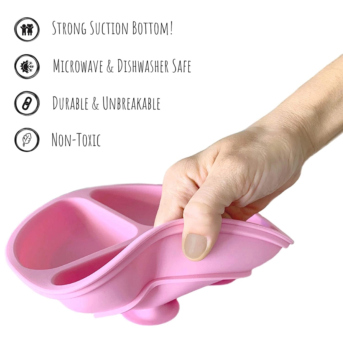 100% Food-Grade Silicone Divided Plates with Suction 3