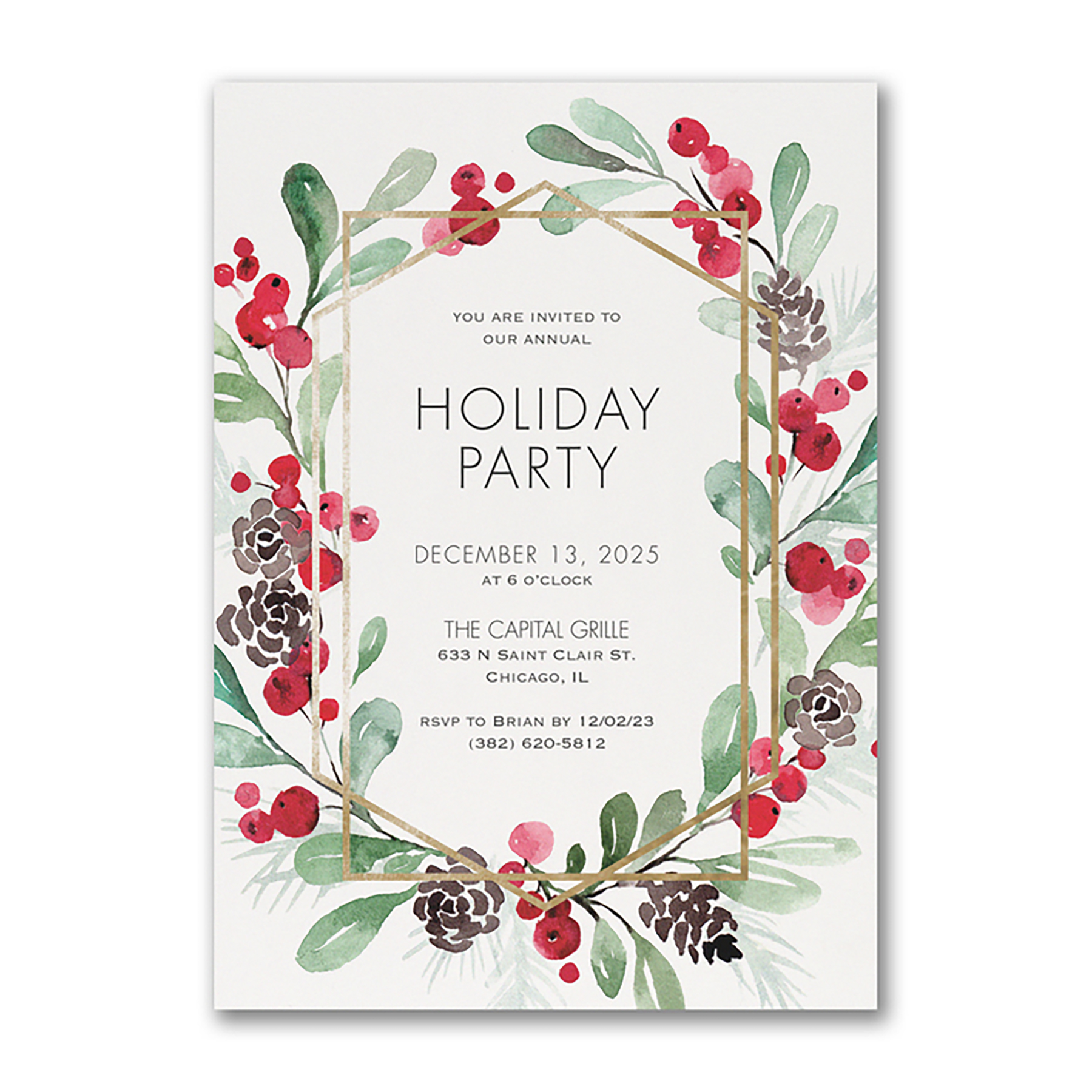 Holiday Greenery Event Invitation 2
