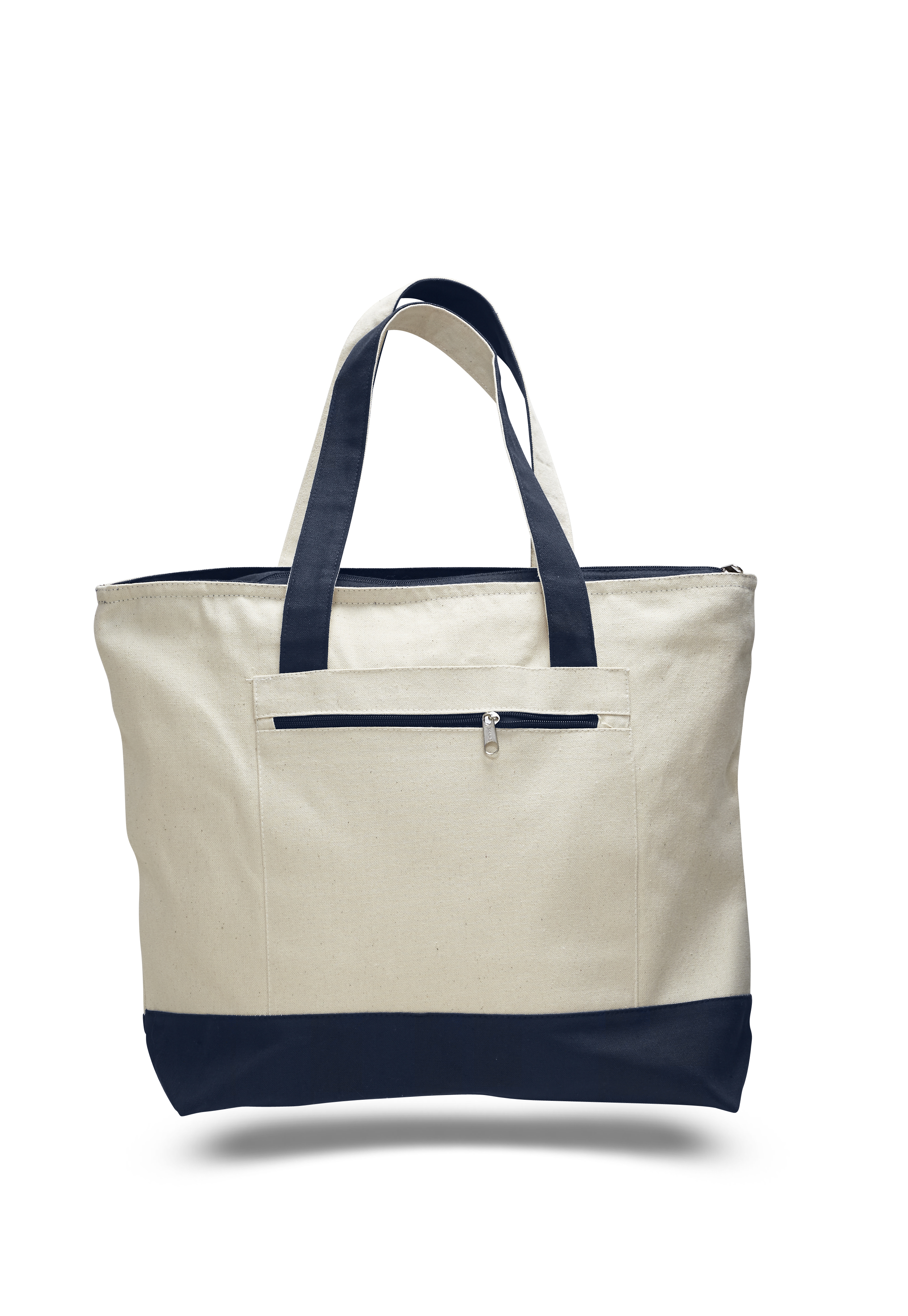 Heavy 12 oz. Cotton Canvas Zipper Tote - Natural, custom tote bag with logo imprint 3