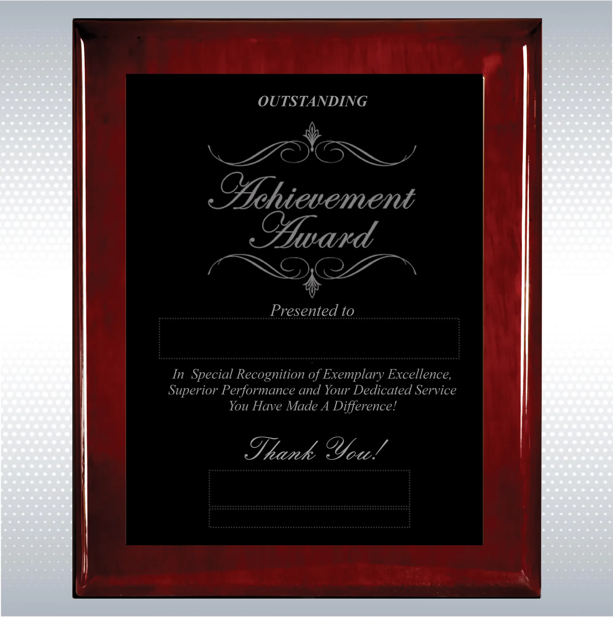 Rosewood Piano Wood Excellence Employee Recognition Plaque 4