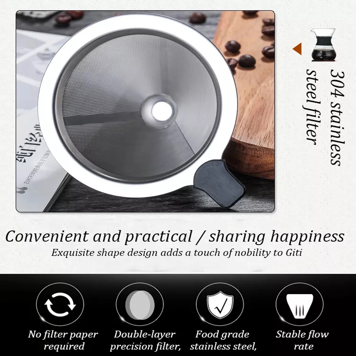 Pour Over Coffee Maker With Stainless Steel Filter 4