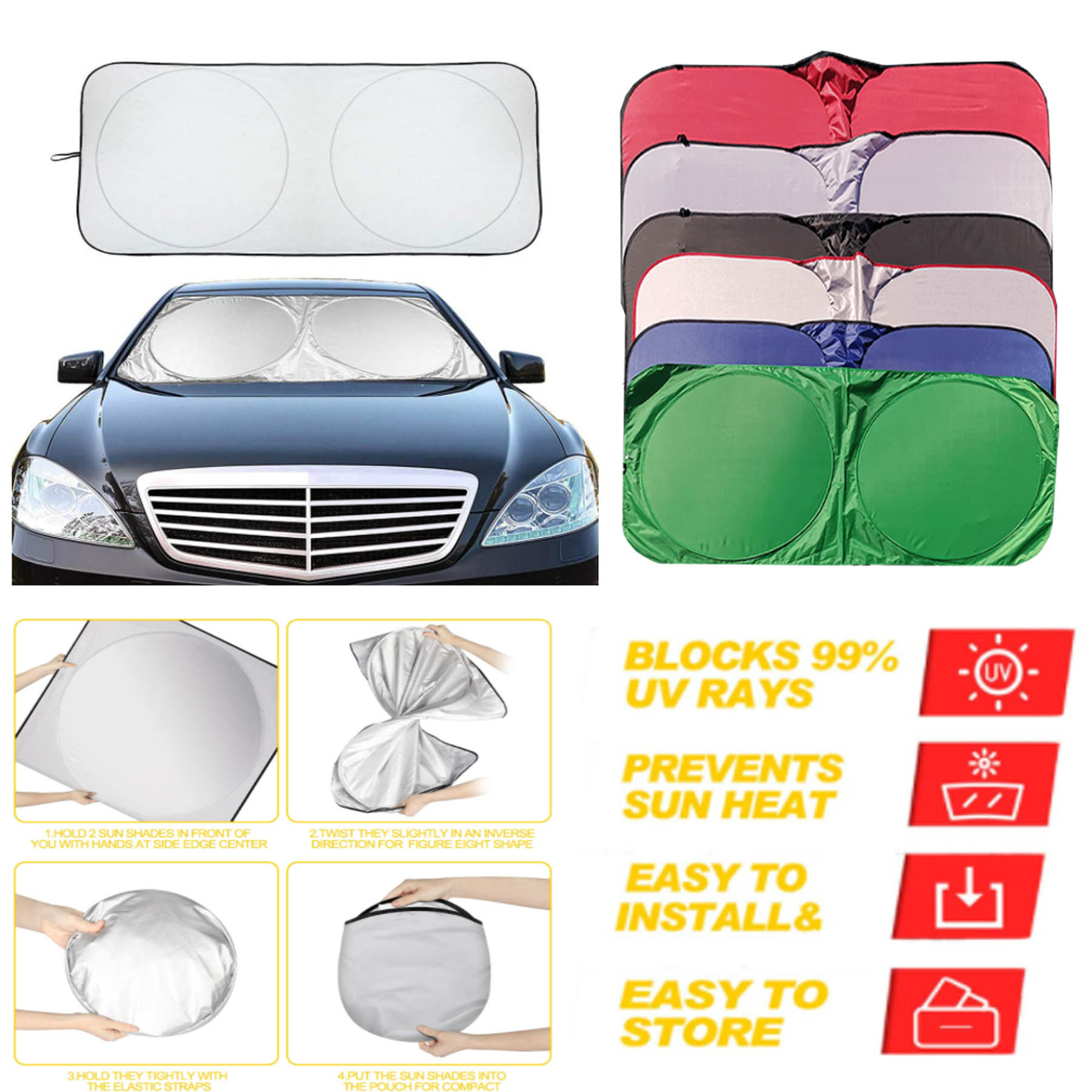 Sun Shade for Car Windshield Foldable 2