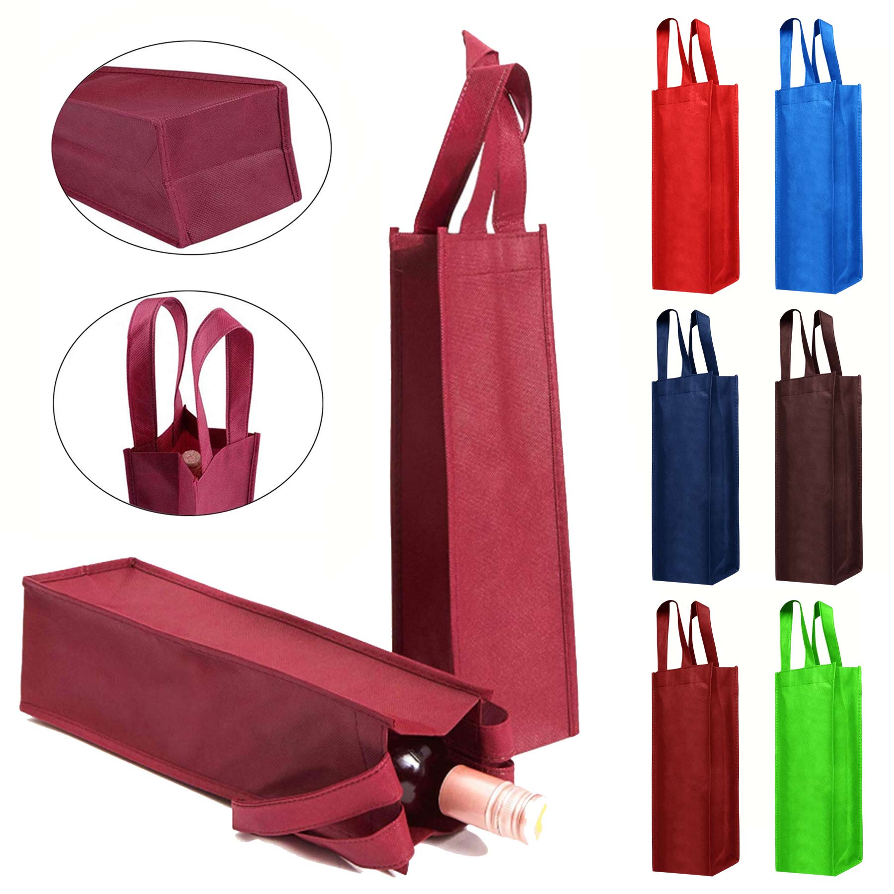 Non-Woven Single Bottle Wine Tote Bag 1