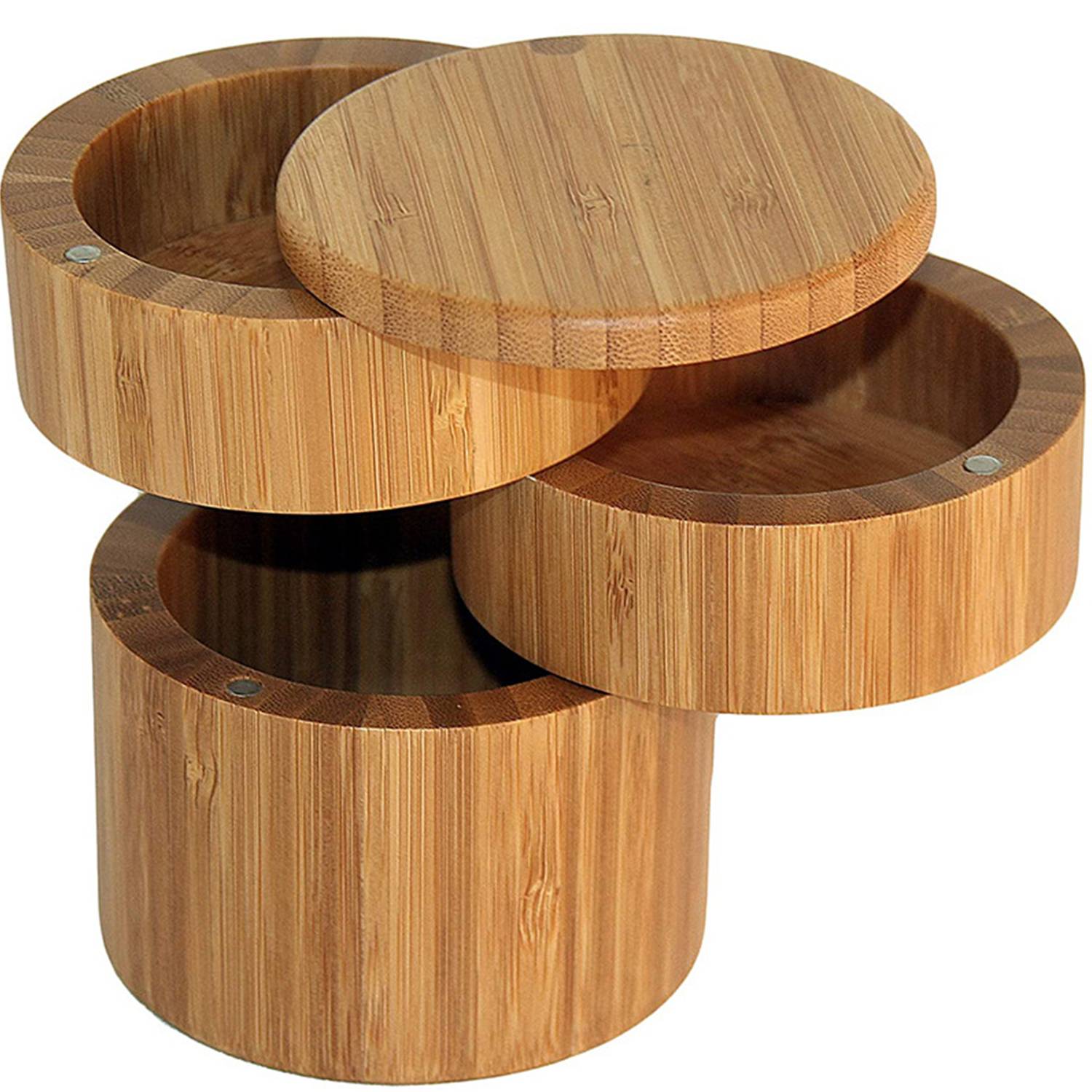 Household Rotating Bamboo Three-Layer Seasoning Jar 5