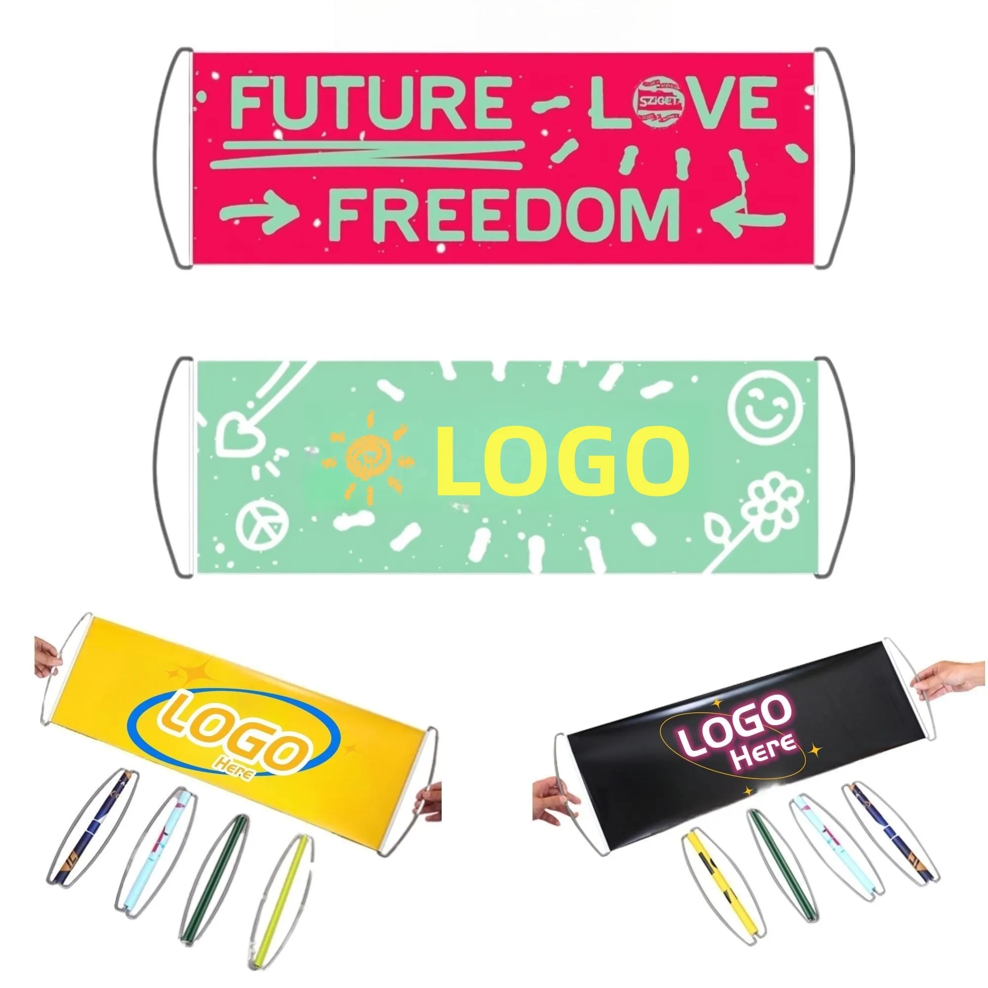 Retractable Hand Held Banner Flag Outdoor Full Color 2