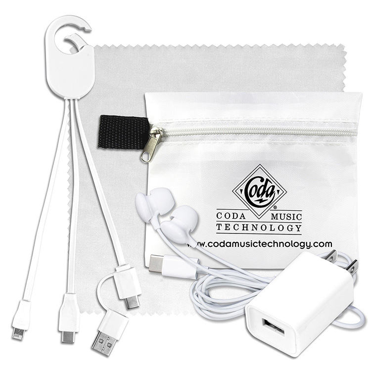 Mobile Tech Charging Kit with Earbuds, Charging Cable and Charger In Zipper Pouch 5