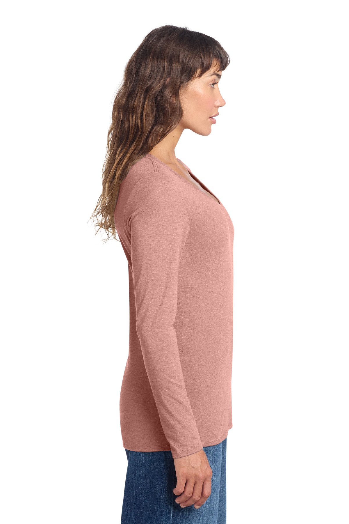 District Women's Perfect Tri Long Sleeve V-Neck Tee DT135 40